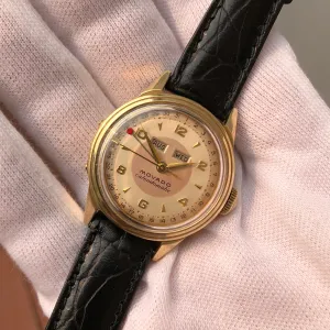 1950s Vintage Movado Calendomatic 46351 Triple Date 14K Yellow Gold Automatic Wristwatch