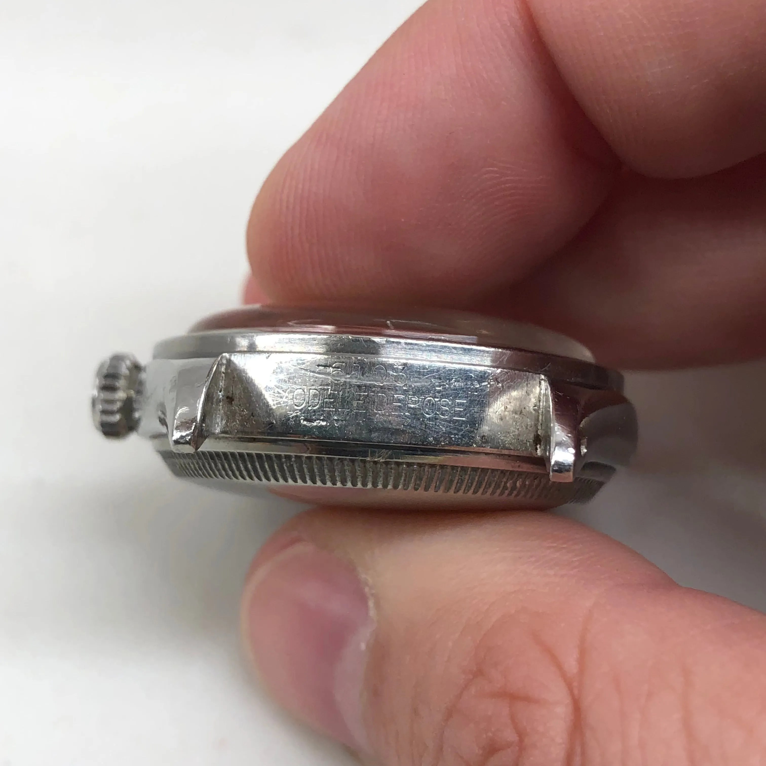 1953 Rolex Oyster Perpetual 6103 Stainless Steel Red OCC Chevron Dial Chronometer Automatic Wristwatch