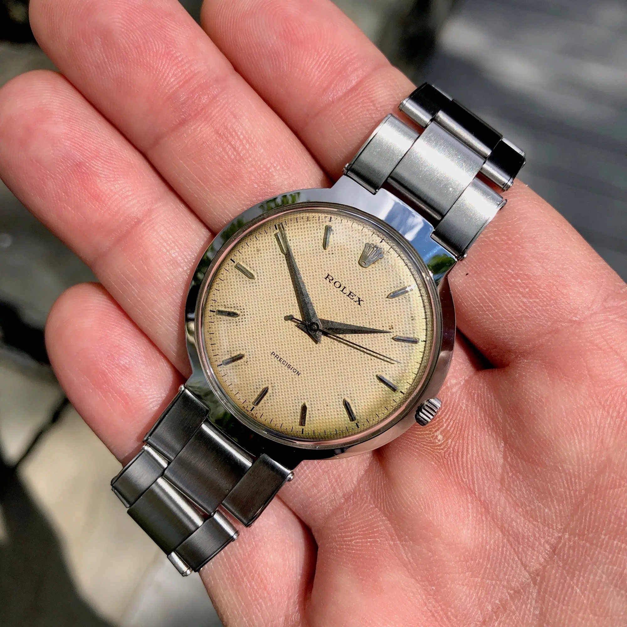 1955 Rolex Precision 9083 UFO Stainless Steel Cal. 1210 Manual Wristwatch