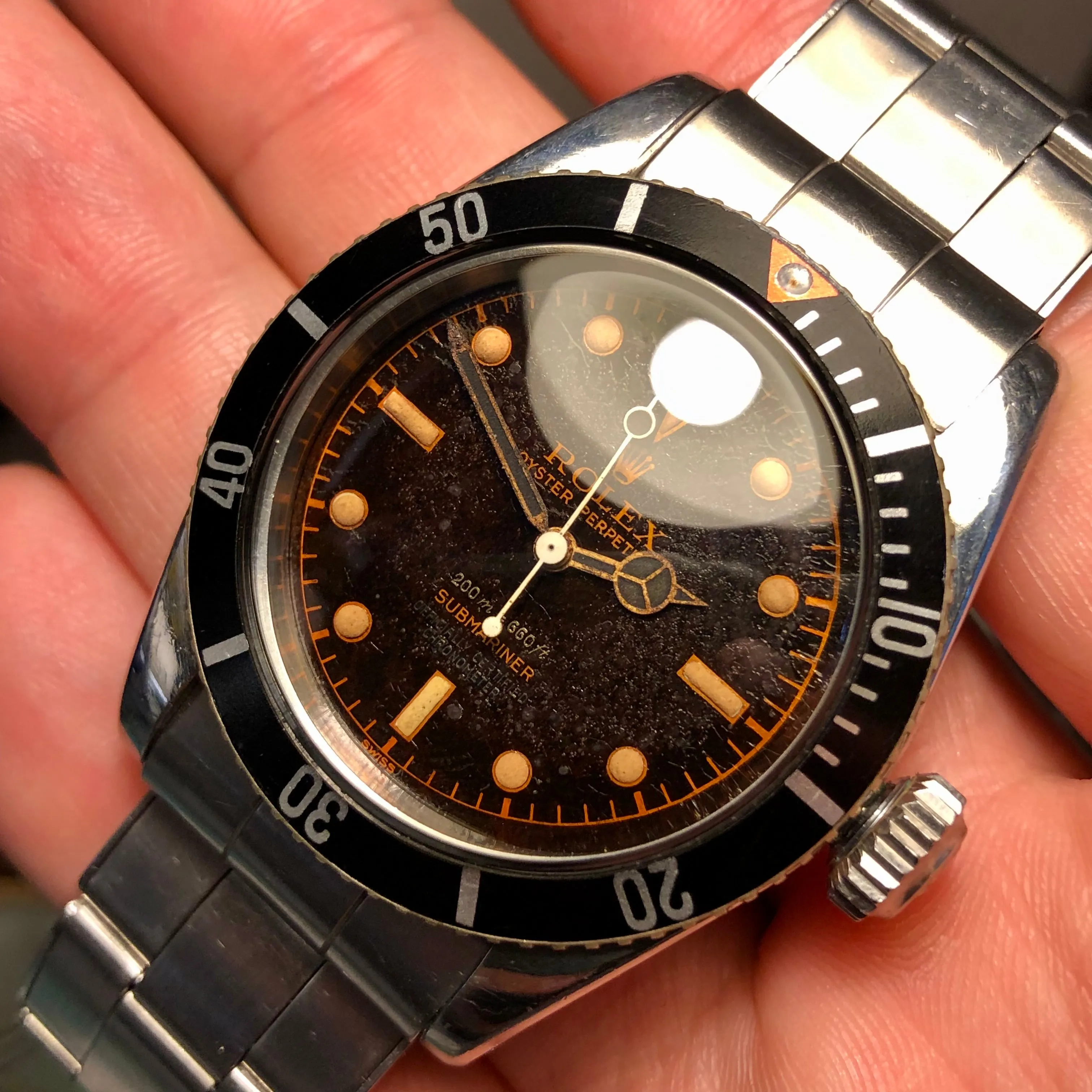1958 Rolex Submariner 6538 Big Crown James Bond Four Line Tropical Dial Oyster Perpetual Wristwatch One Family Owned