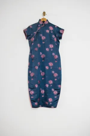 1960’s BLUE AND PINK CHEONGSAM / LARGE