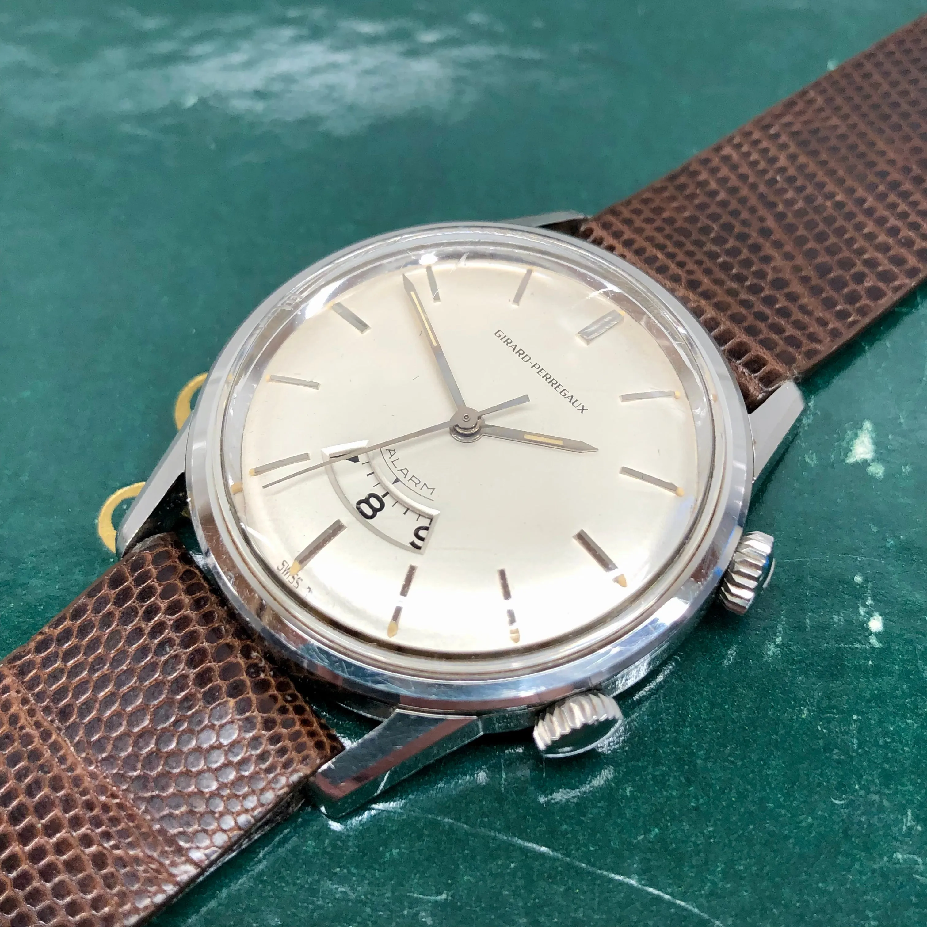 1960s Girard Perregaux Alarm 7742Y Stainless Steel Wristwatch