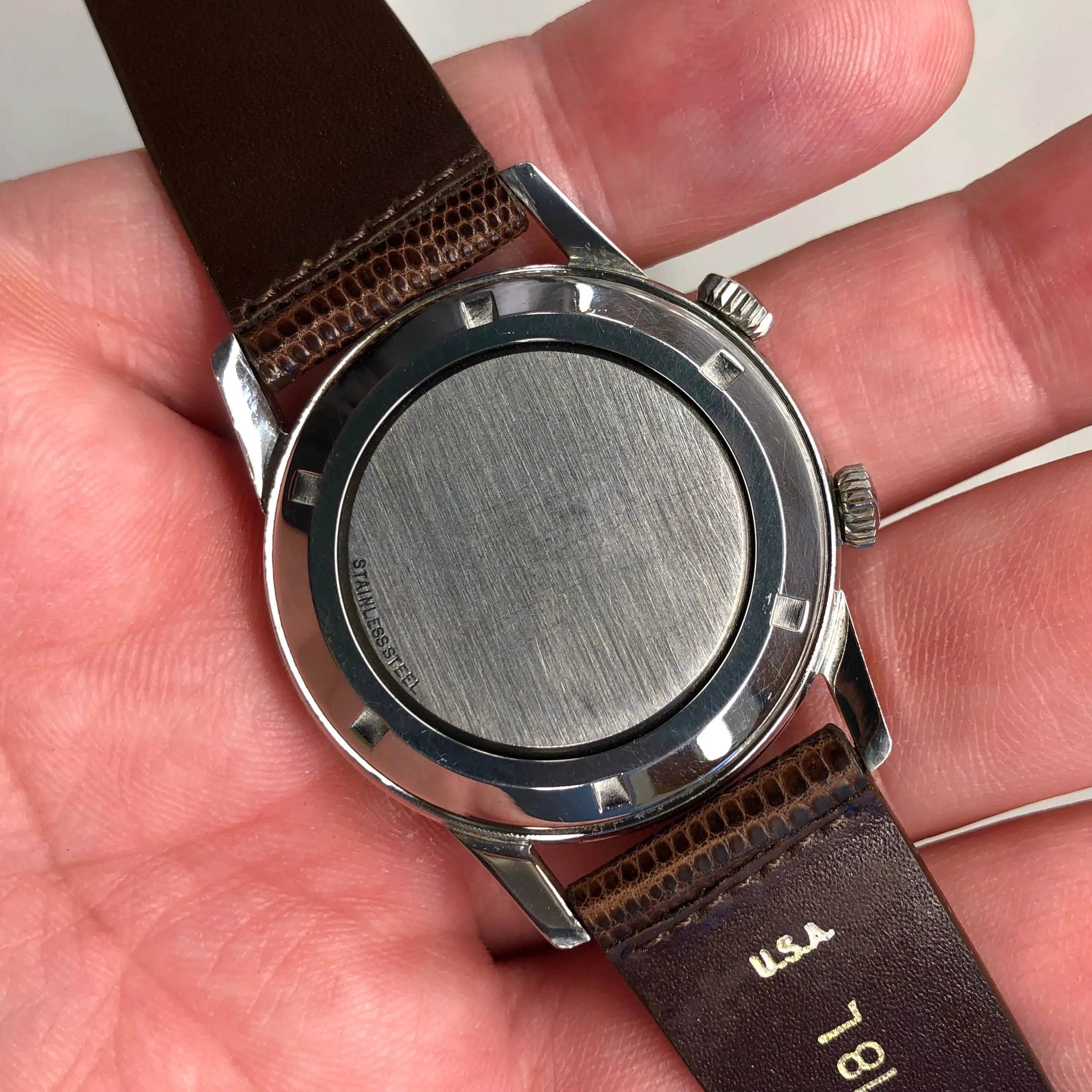 1960s Girard Perregaux Alarm 7742Y Stainless Steel Wristwatch