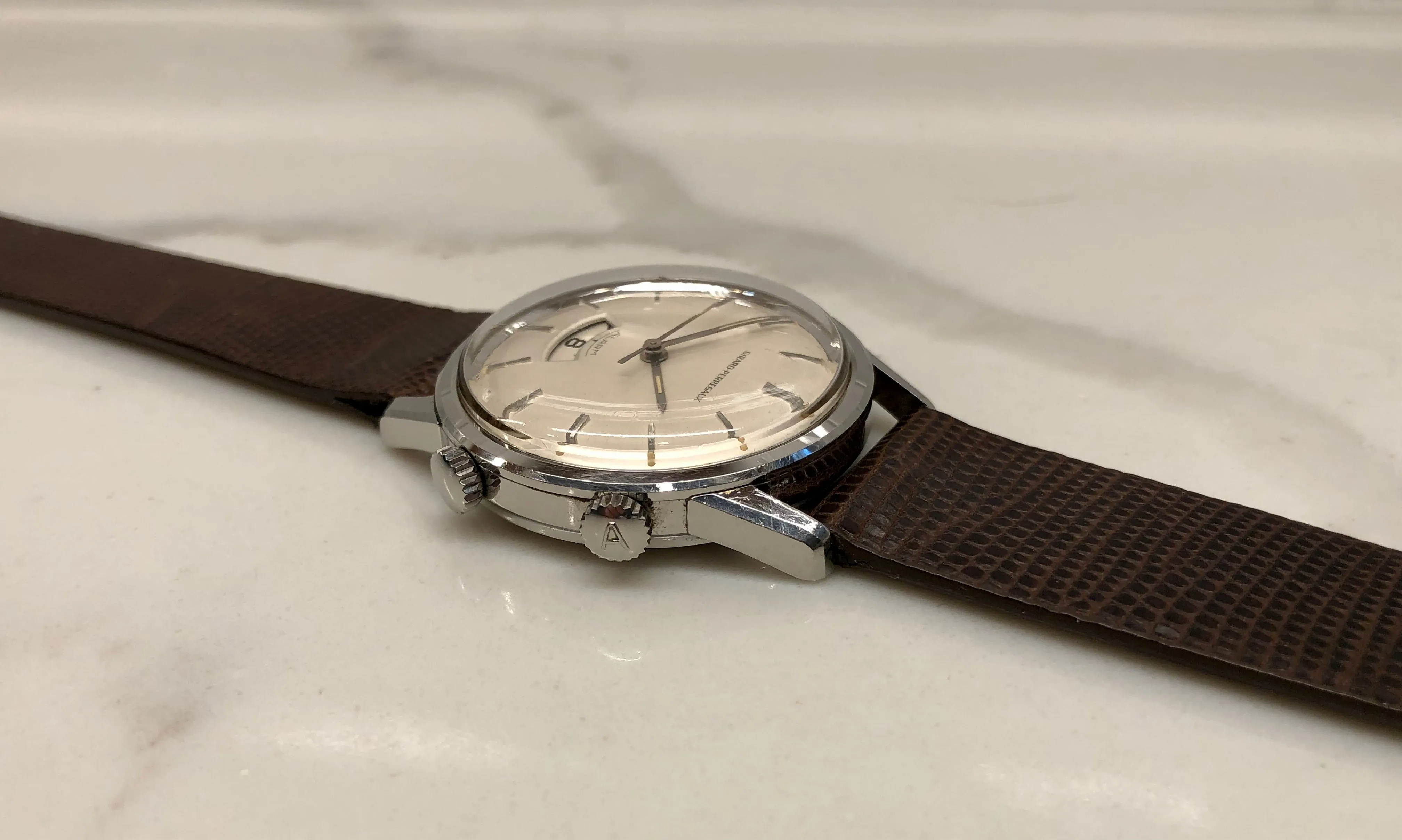 1960s Girard Perregaux Alarm 7742Y Stainless Steel Wristwatch