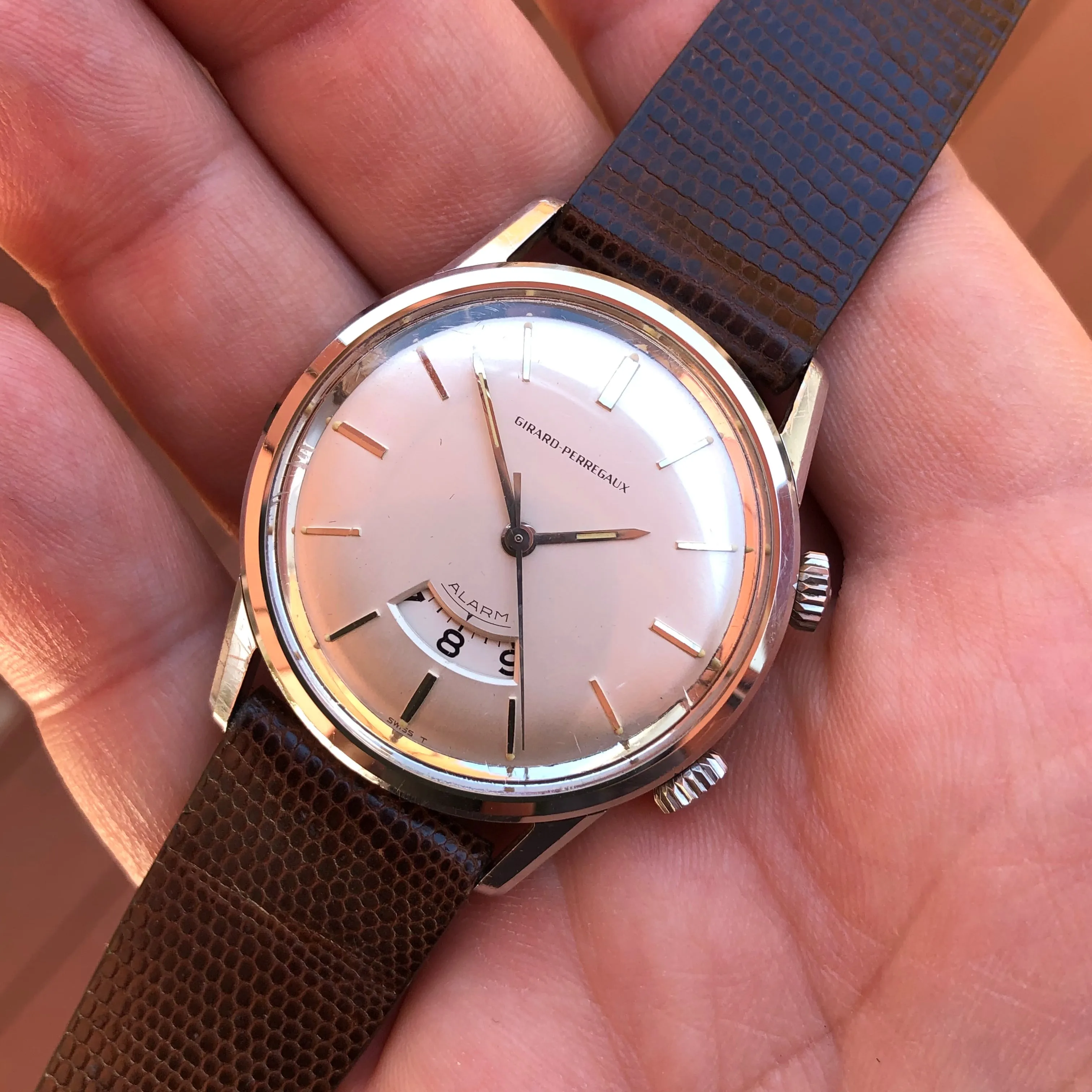 1960s Girard Perregaux Alarm 7742Y Stainless Steel Wristwatch