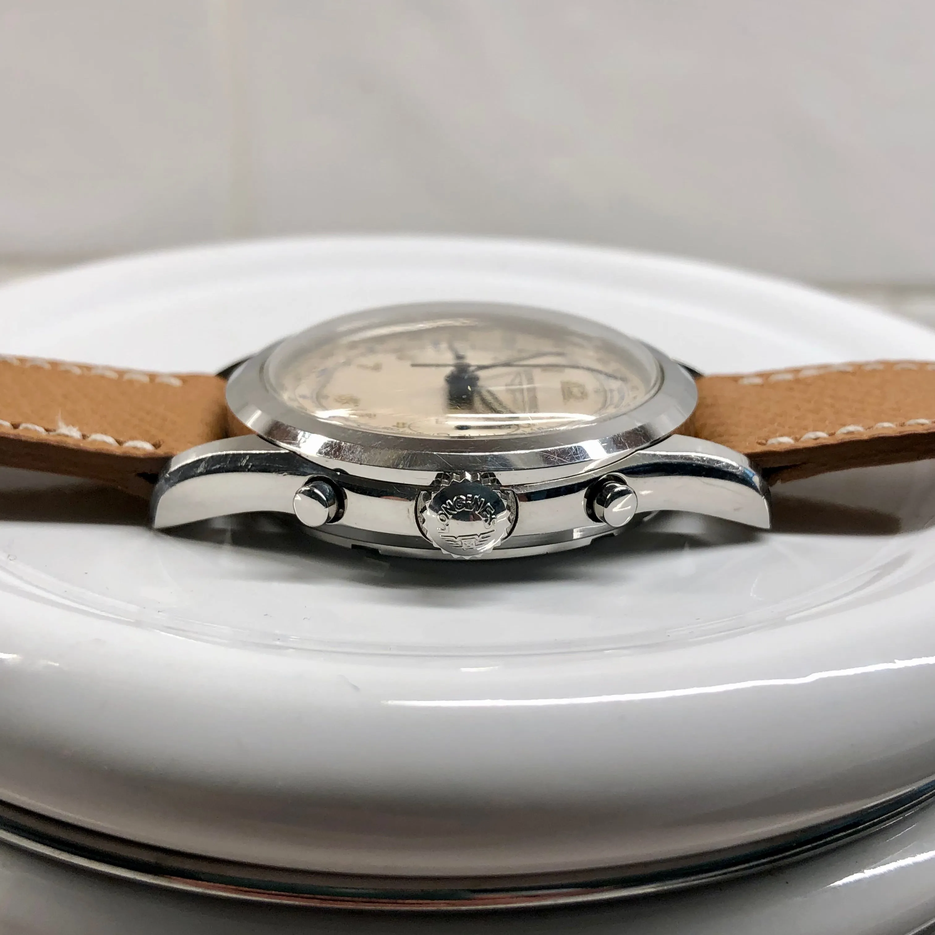 1963 Longines 6592 Stainless Steel 30CH Chronograph Vintage Unpolished Wristwatch with Extract