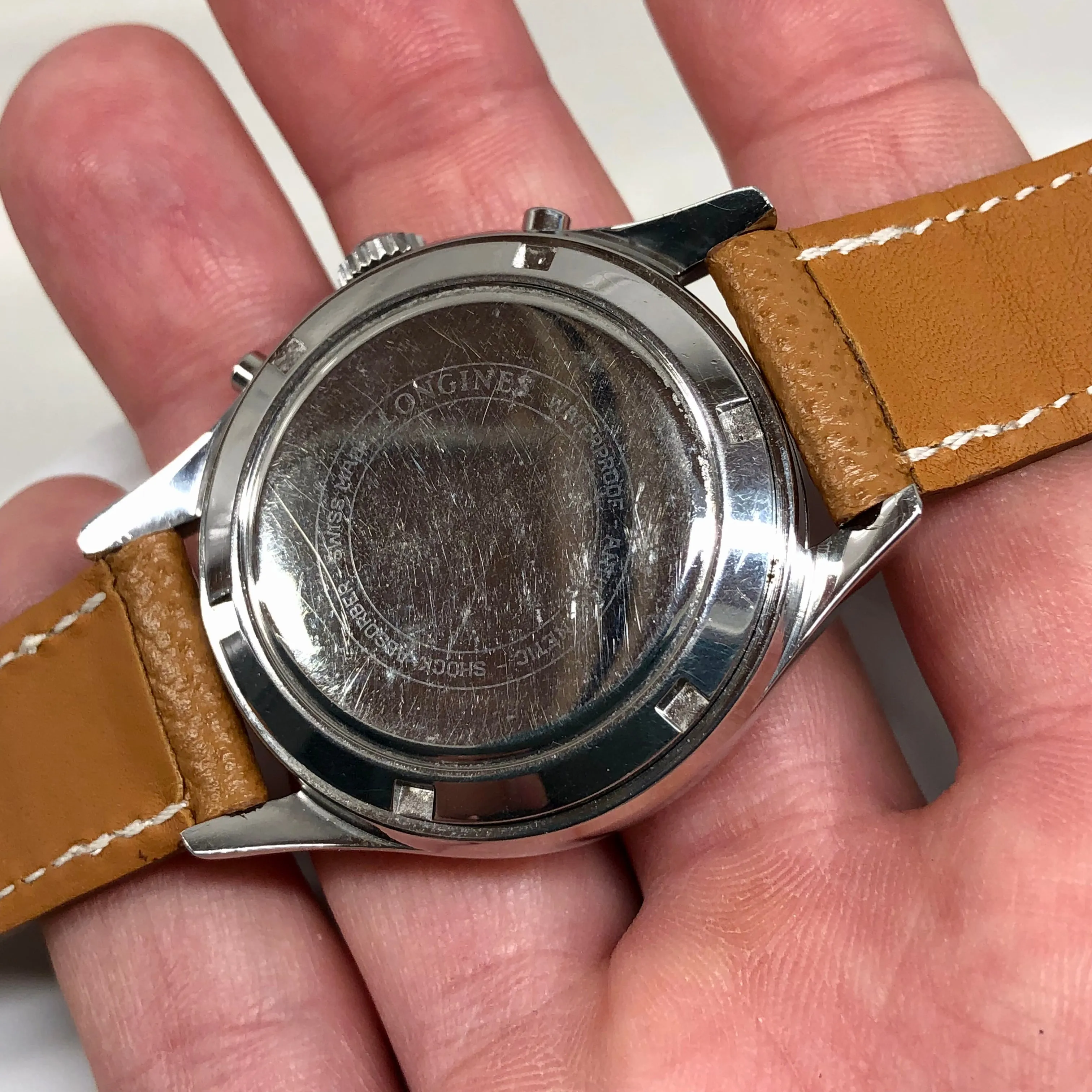 1963 Longines 6592 Stainless Steel 30CH Chronograph Vintage Unpolished Wristwatch with Extract