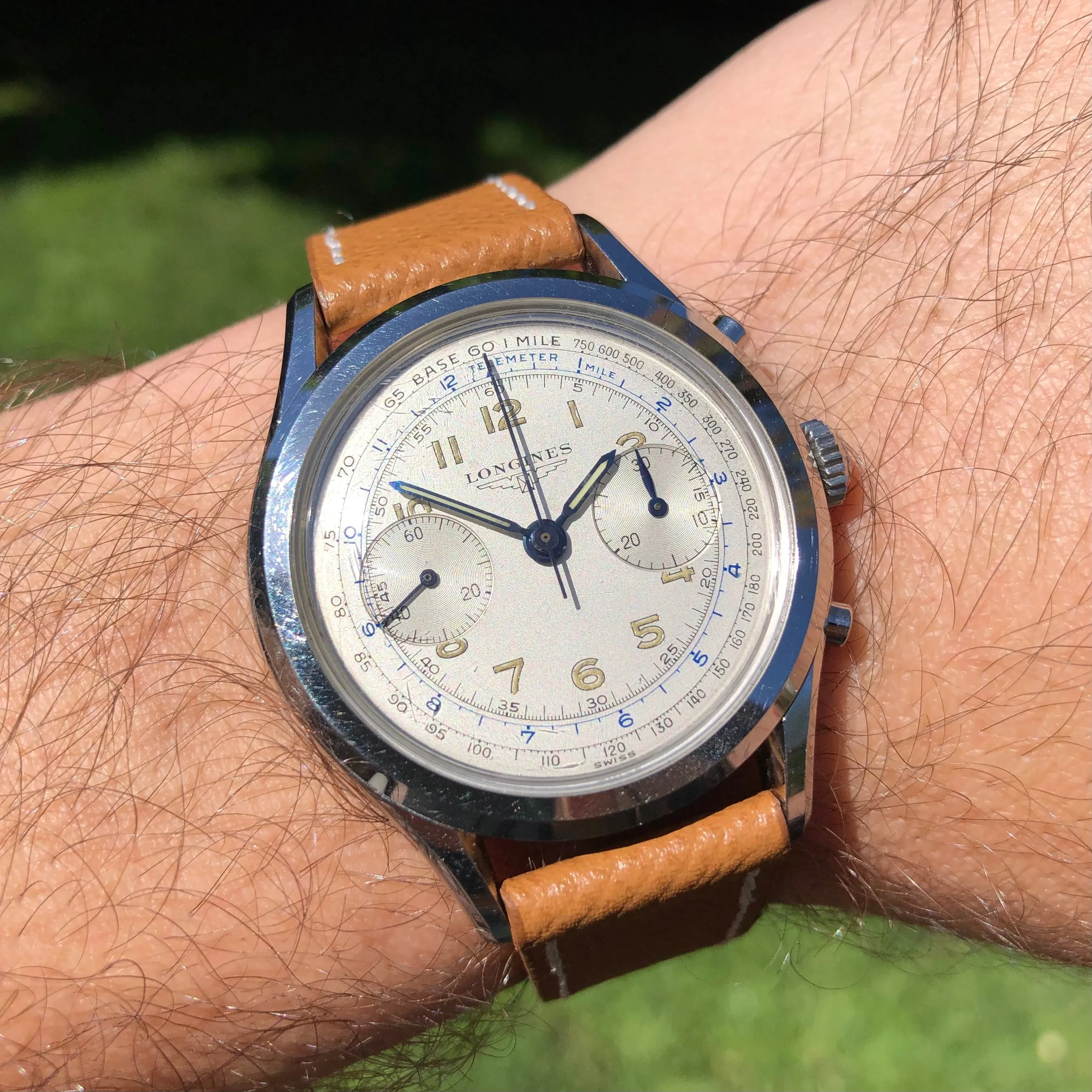 1963 Longines 6592 Stainless Steel 30CH Chronograph Vintage Unpolished Wristwatch with Extract