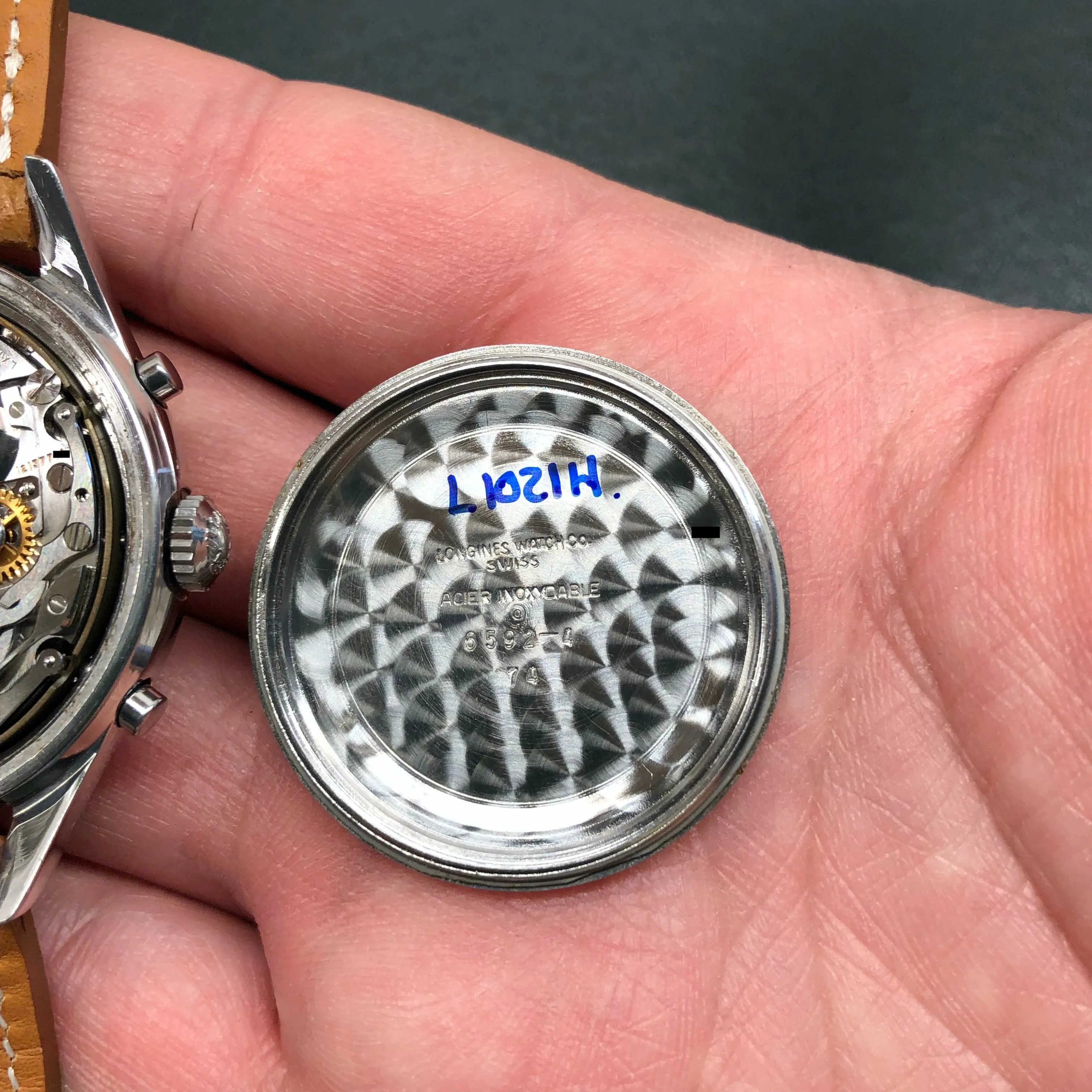 1963 Longines 6592 Stainless Steel 30CH Chronograph Vintage Unpolished Wristwatch with Extract