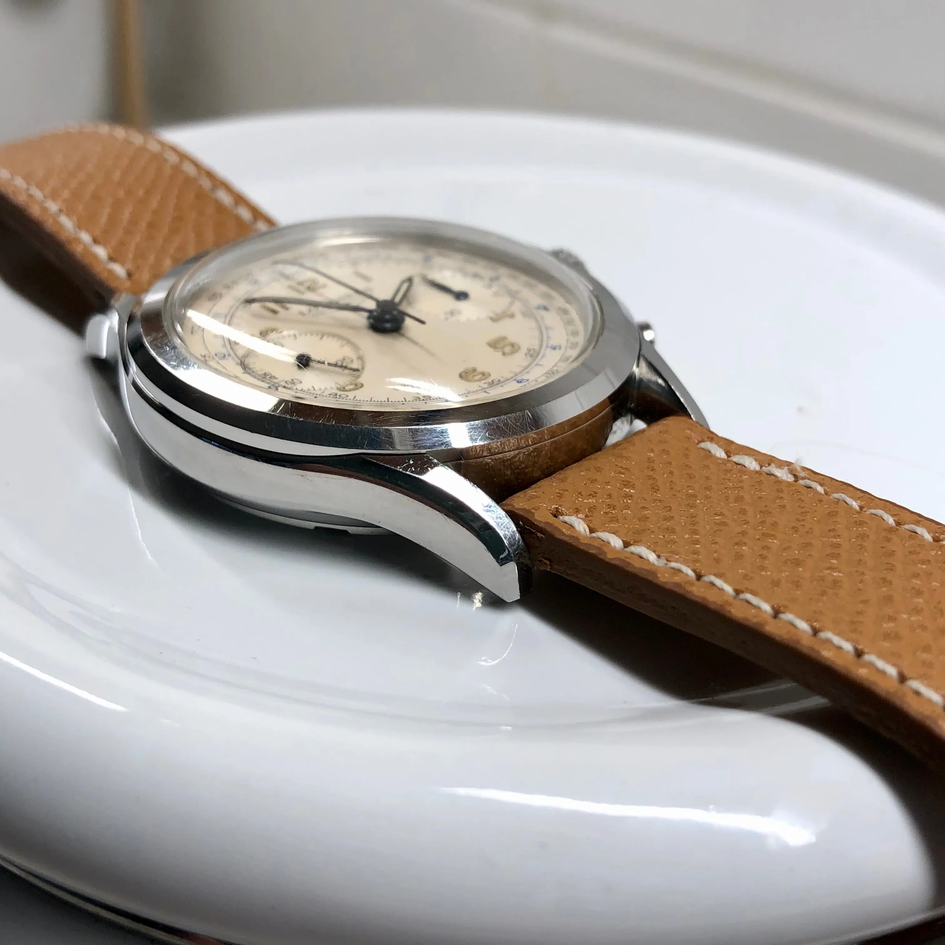 1963 Longines 6592 Stainless Steel 30CH Chronograph Vintage Unpolished Wristwatch with Extract