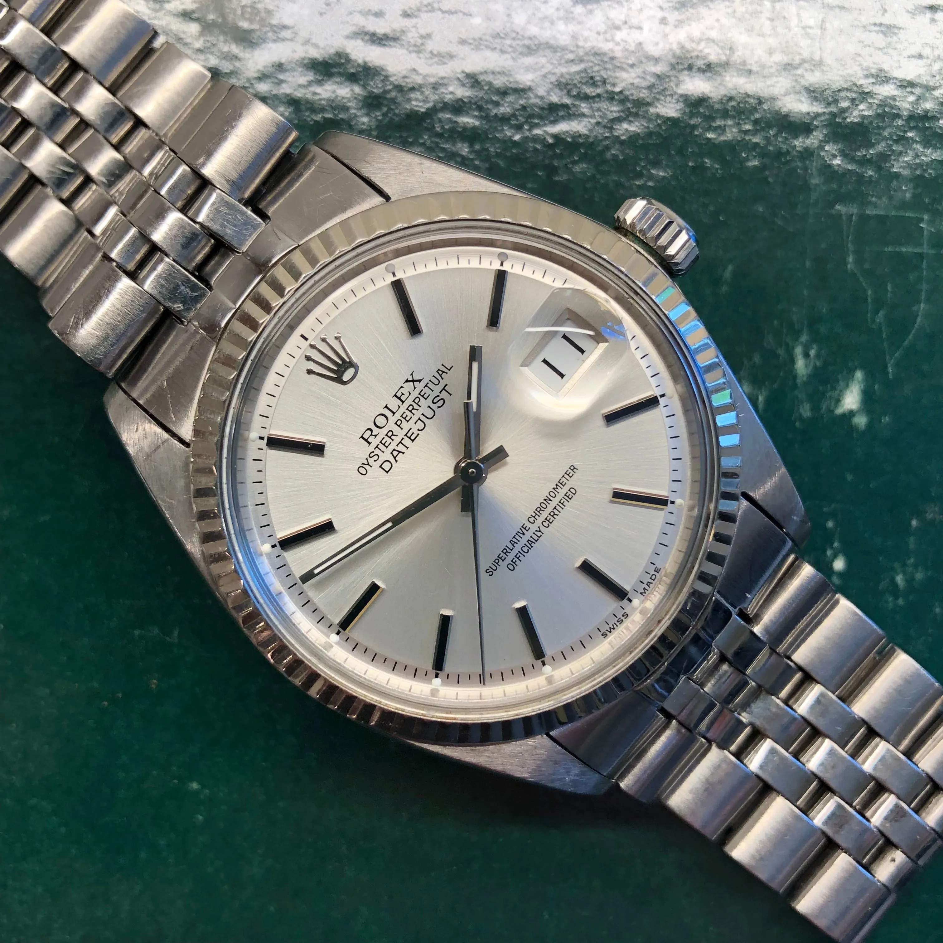 1964 Rolex Datejust 1601 Fluted Stainless Steel Silver Dial Jubilee Automatic Wristwatch