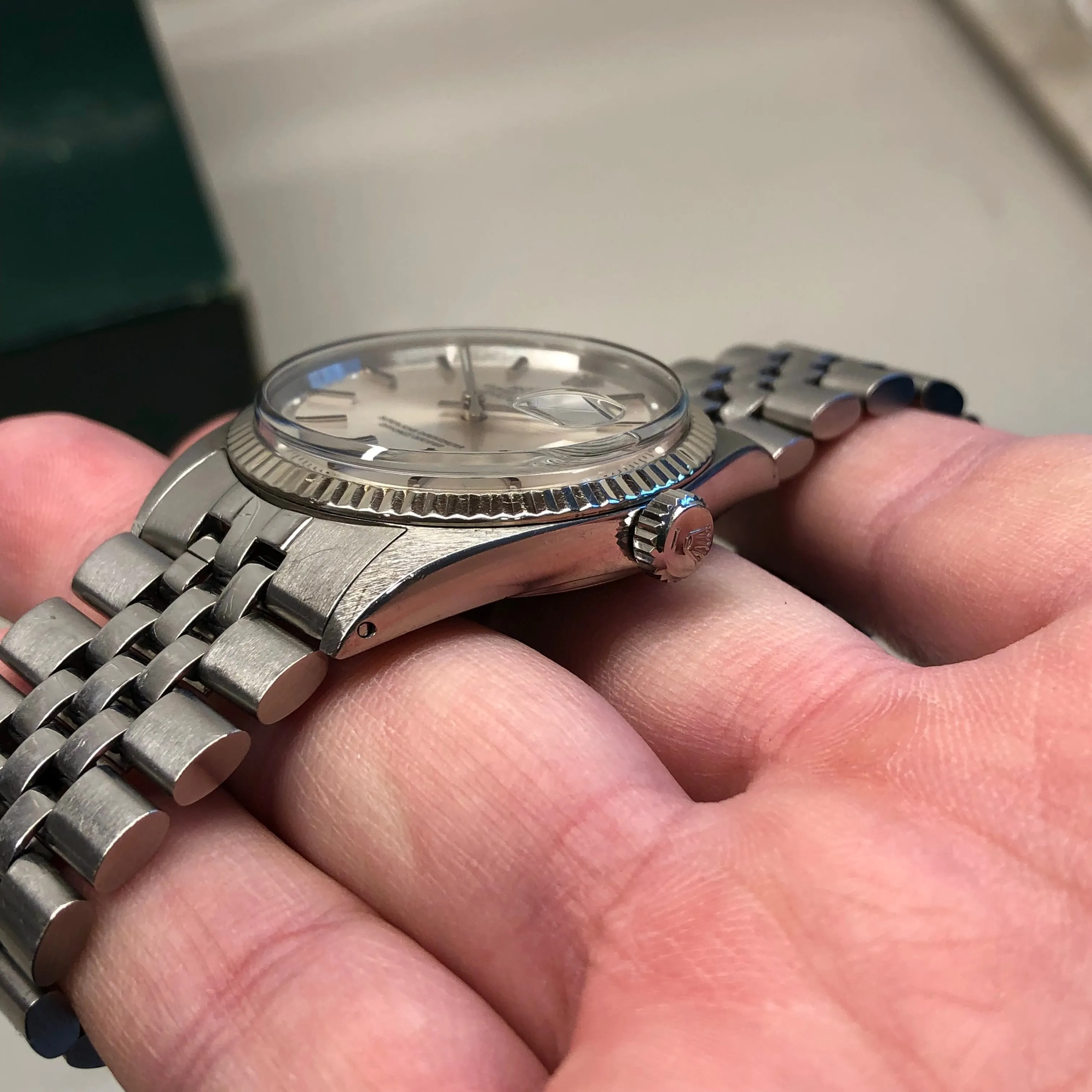 1964 Rolex Datejust 1601 Fluted Stainless Steel Silver Dial Jubilee Automatic Wristwatch