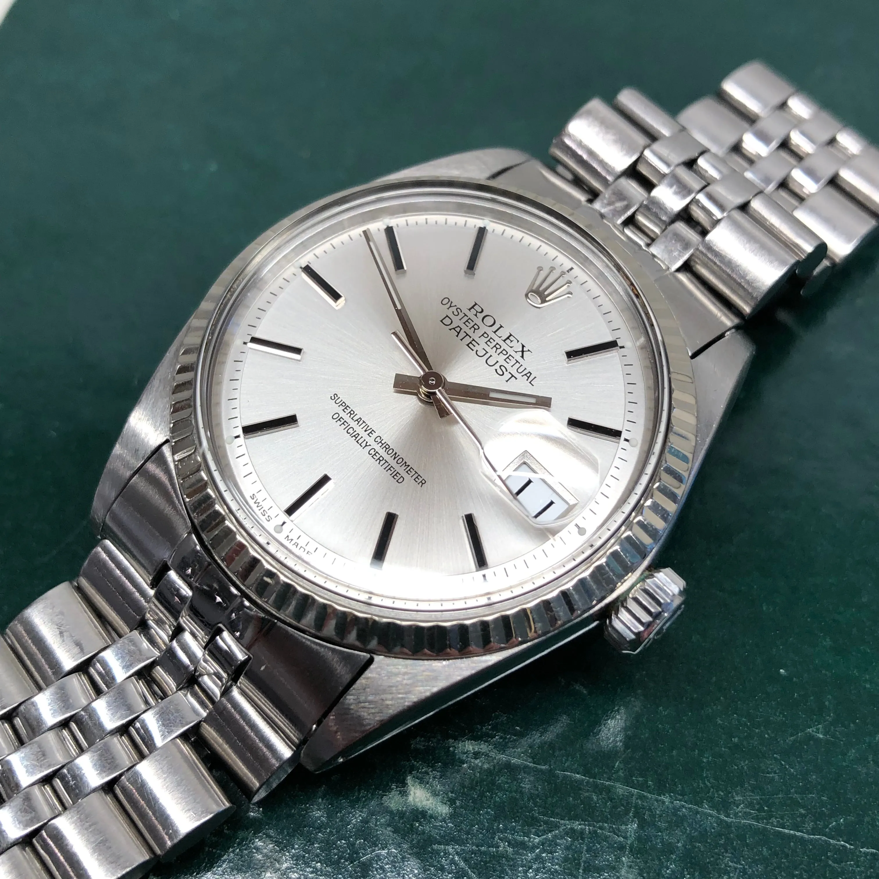 1964 Rolex Datejust 1601 Fluted Stainless Steel Silver Dial Jubilee Automatic Wristwatch