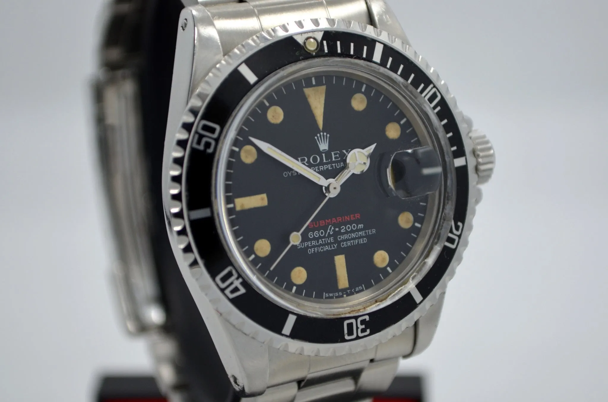 1967 Rolex Red Submariner 1680 Steel Mark IV Wristwatch