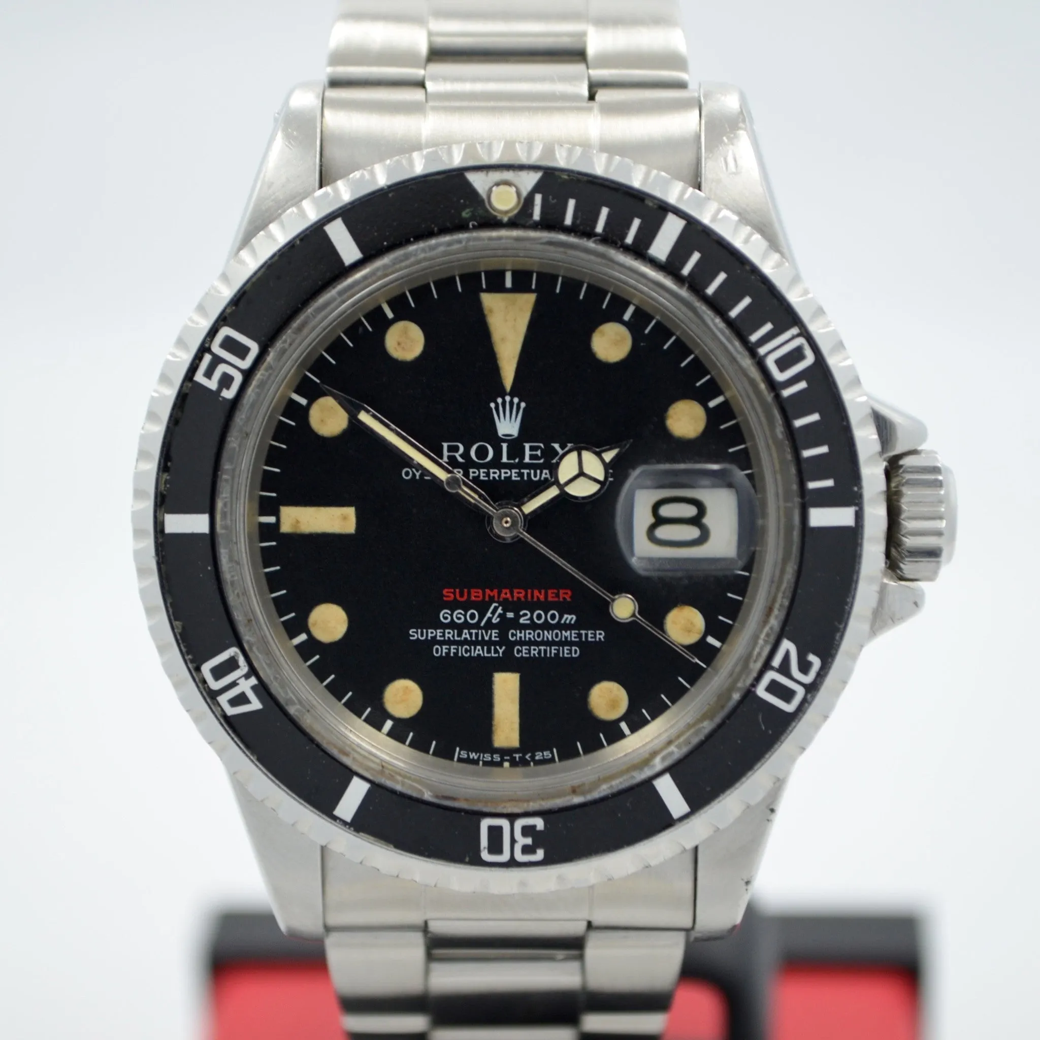 1967 Rolex Red Submariner 1680 Steel Mark IV Wristwatch