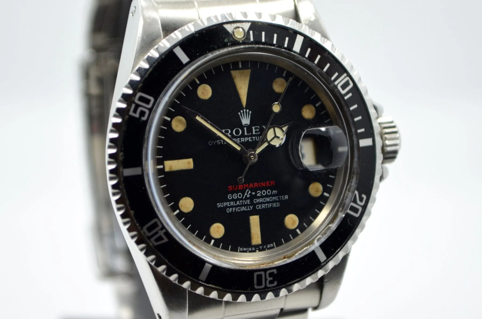 1967 Rolex Red Submariner 1680 Steel Mark IV Wristwatch