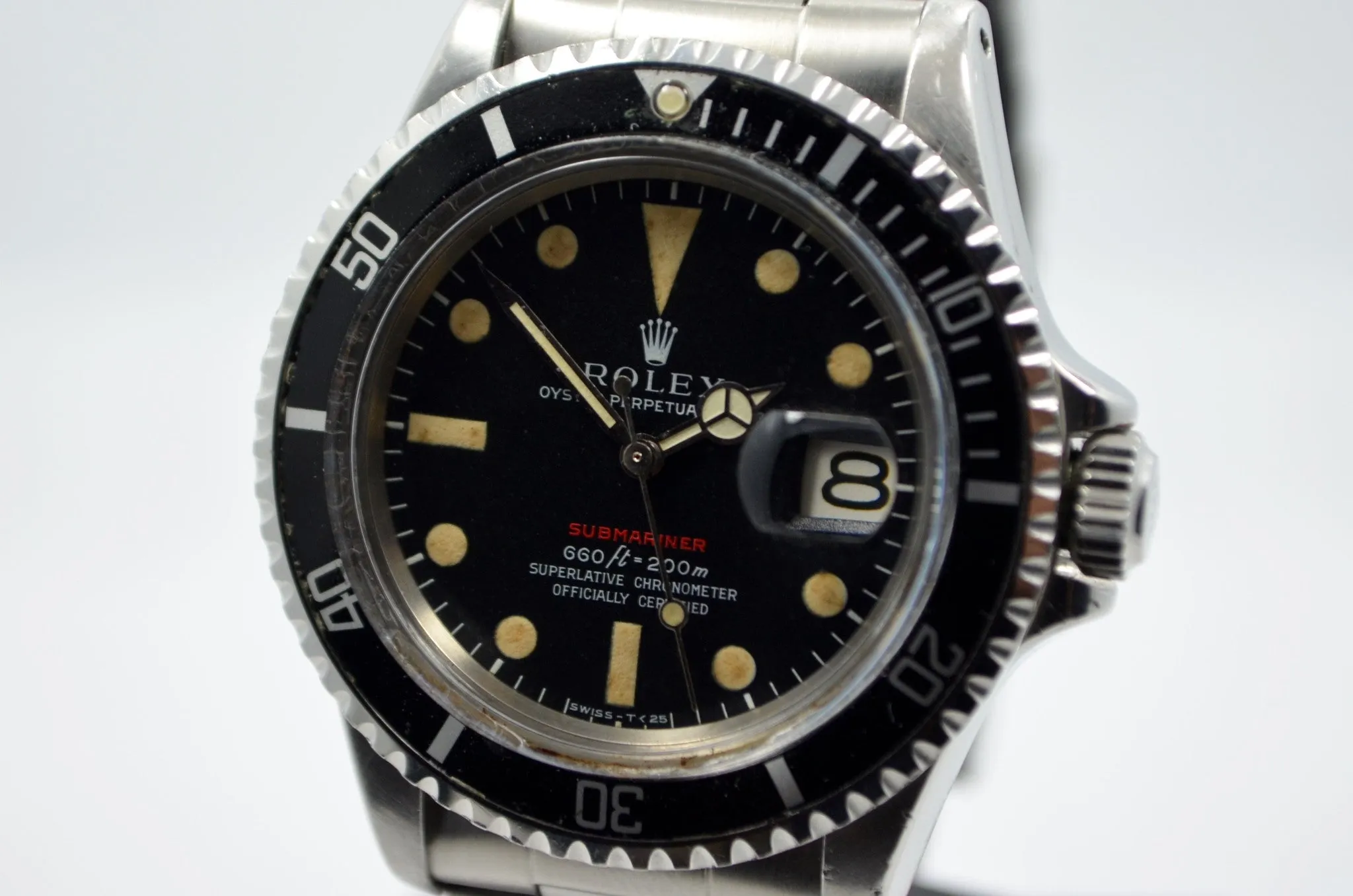 1967 Rolex Red Submariner 1680 Steel Mark IV Wristwatch