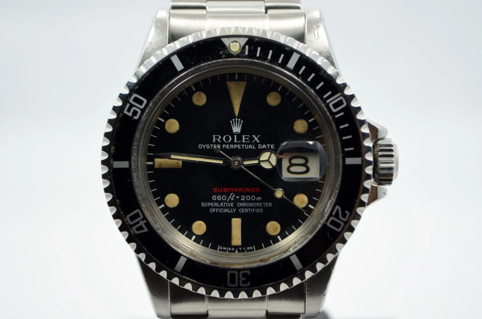 1967 Rolex Red Submariner 1680 Steel Mark IV Wristwatch