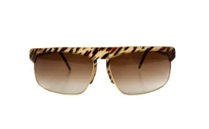 1970s Blonde Tortoise Style Gold-Tone Metal Frame Sunglasses