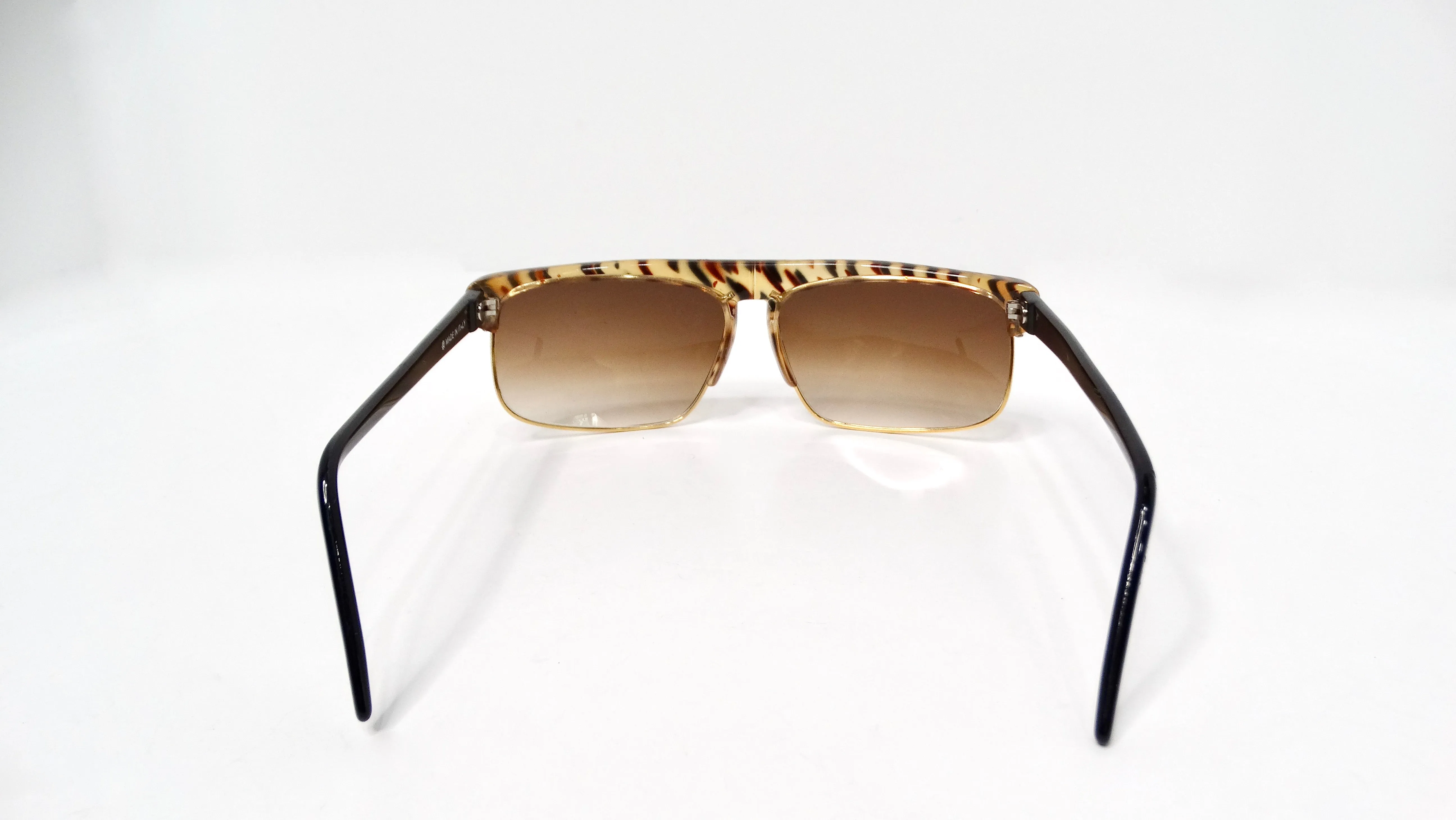 1970s Blonde Tortoise Style Gold-Tone Metal Frame Sunglasses
