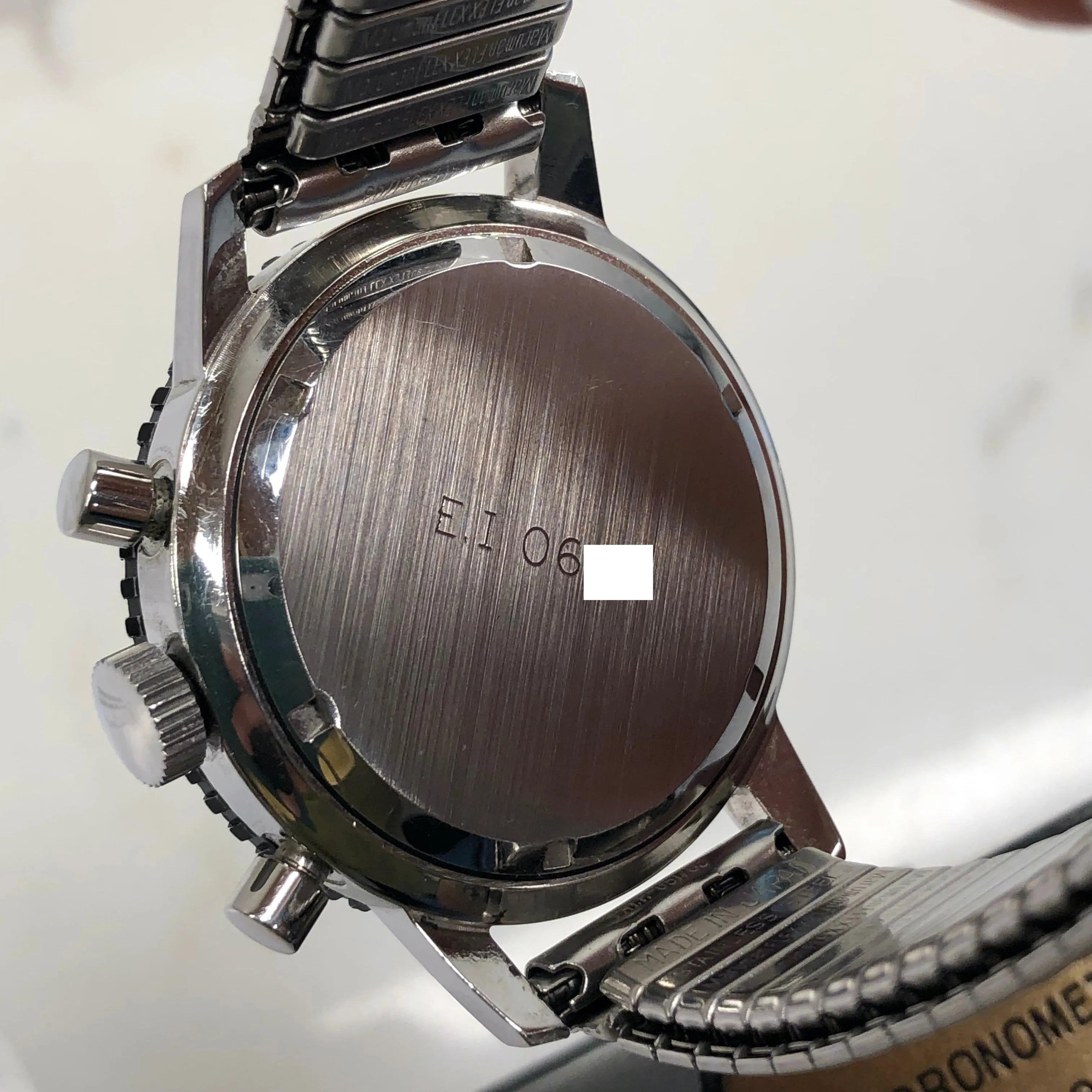 1970s Breitling 817 Italian Army Issued Stainless Steel Chronograph Wristwatch with Box and Numbered Paperwork