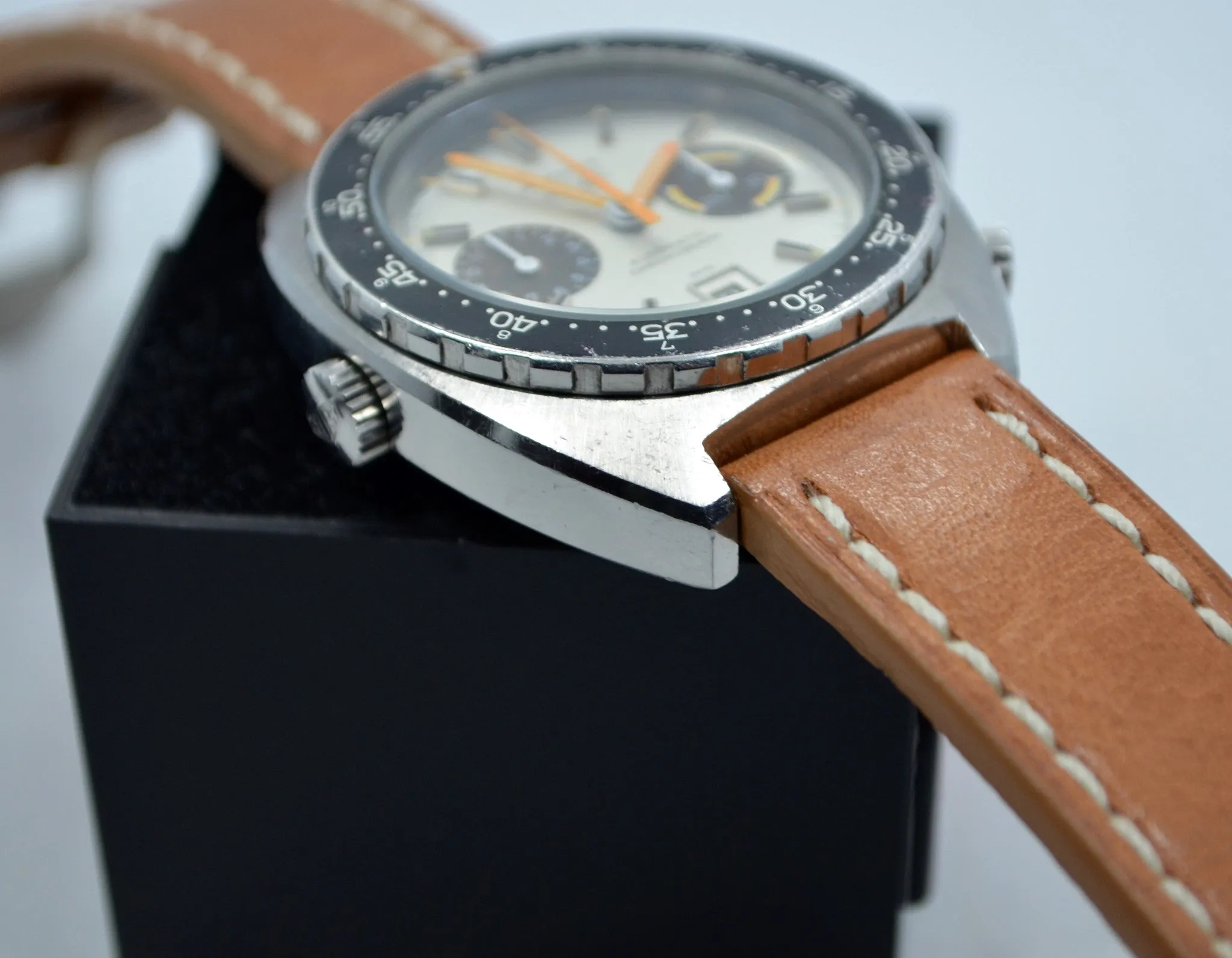 1970s Heuer Autavia Silver 11630 Chronograph Tropical Cal. 12 Automatic Wristwatch