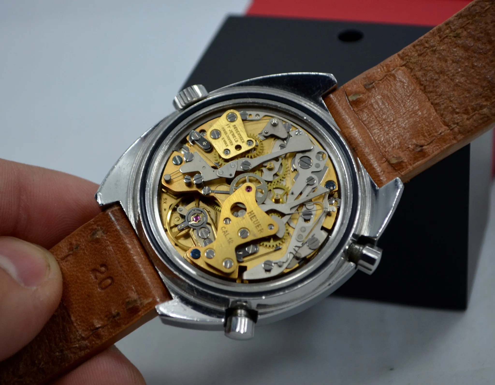 1970s Heuer Autavia Silver 11630 Chronograph Tropical Cal. 12 Automatic Wristwatch