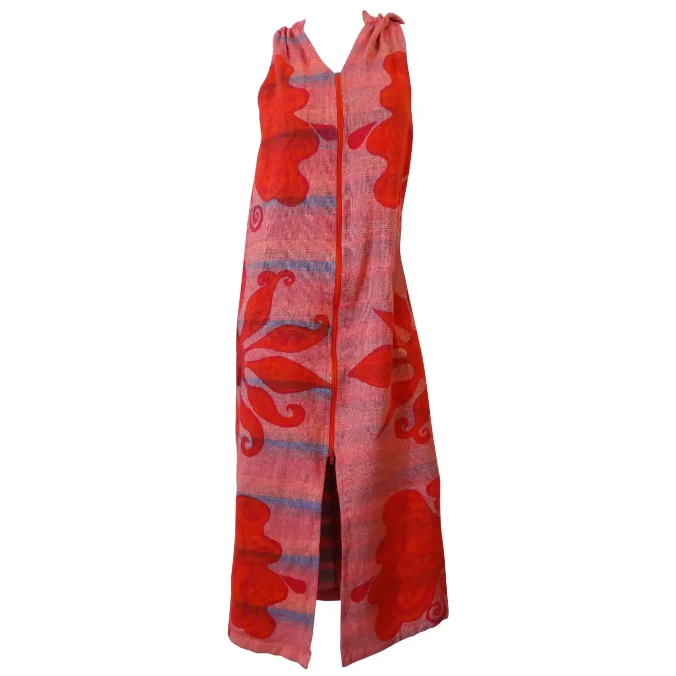 1970s Hooded Zip Up Rikma Floral Print Dress