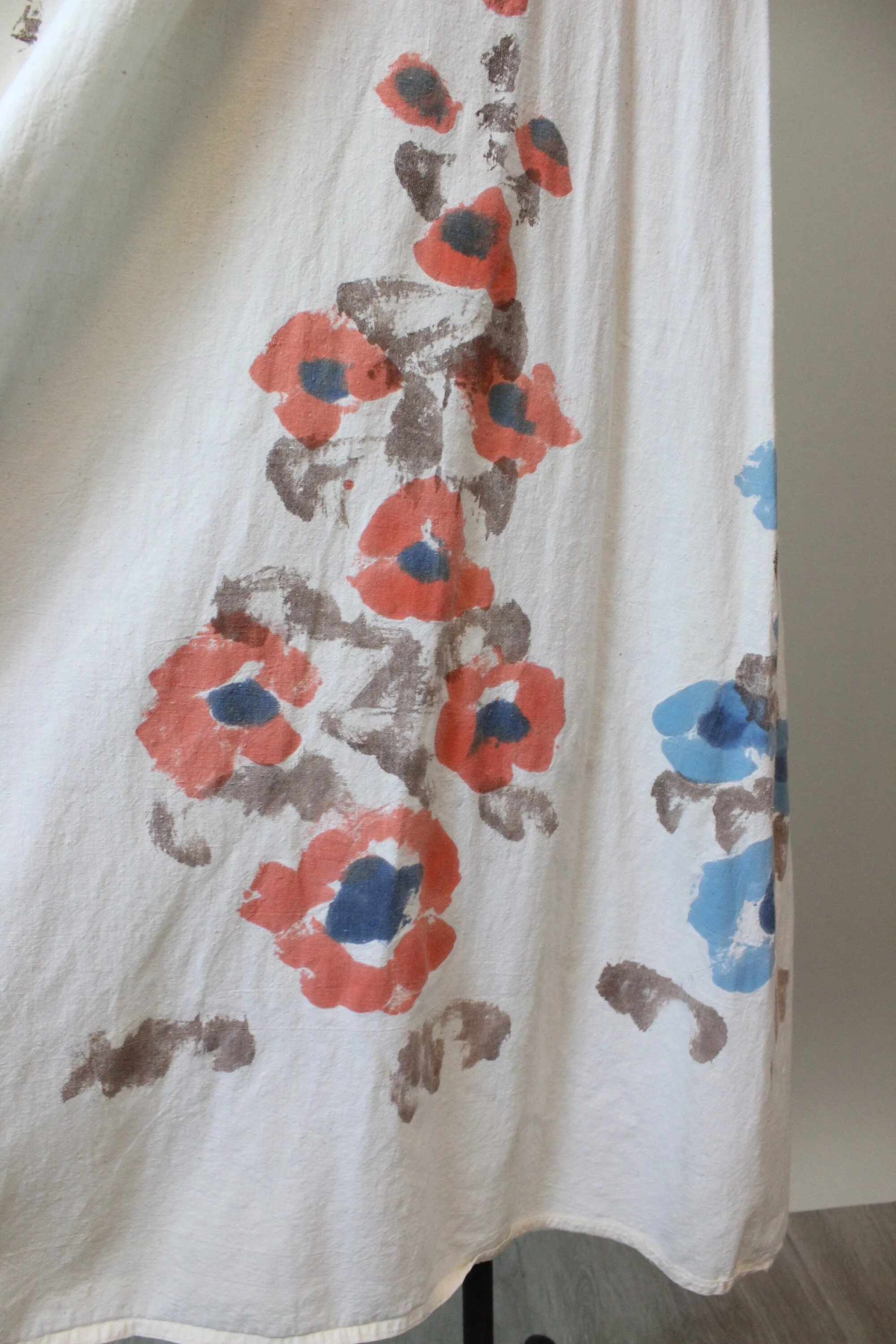 1970s INDIAN cotton HANDPAINTED caftan dress xs small | new spring