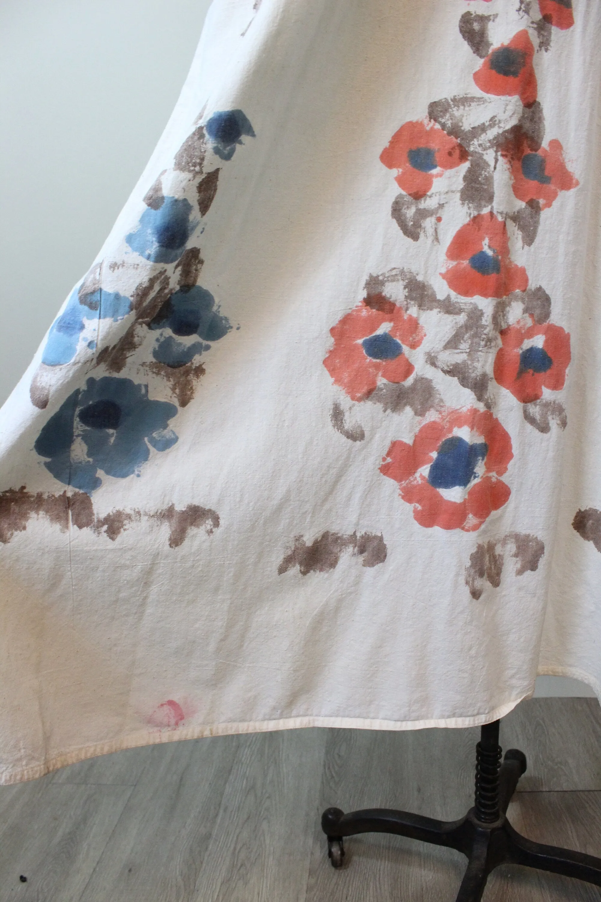 1970s INDIAN cotton HANDPAINTED caftan dress xs small | new spring