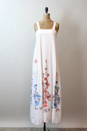 1970s INDIAN cotton HANDPAINTED caftan dress xs small | new spring