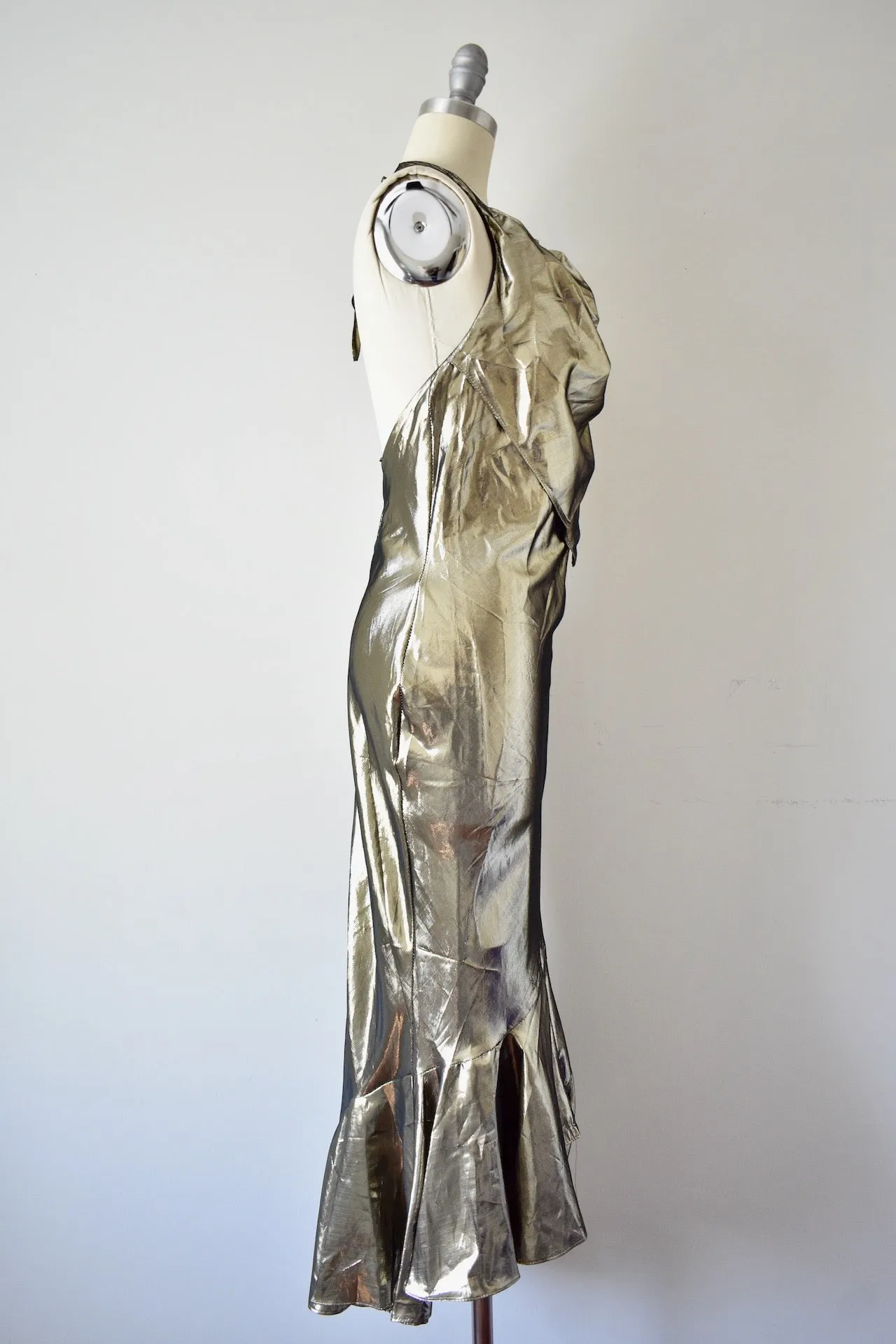1970s Vintage Gold Party Dress