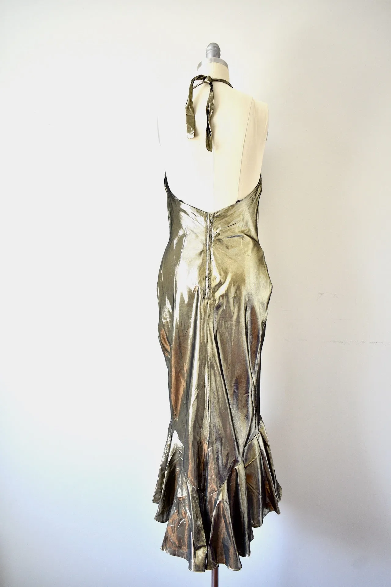 1970s Vintage Gold Party Dress