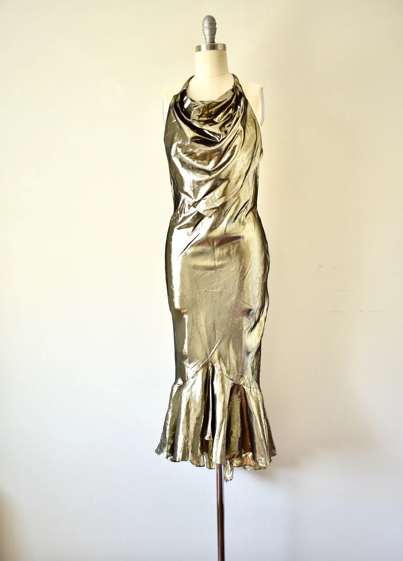 1970s Vintage Gold Party Dress