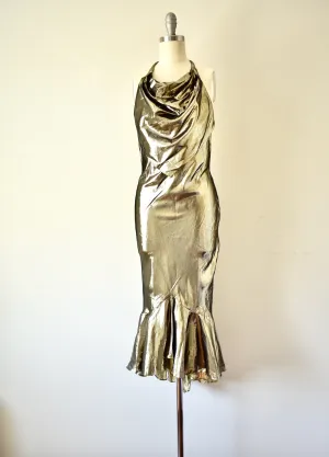 1970s Vintage Gold Party Dress