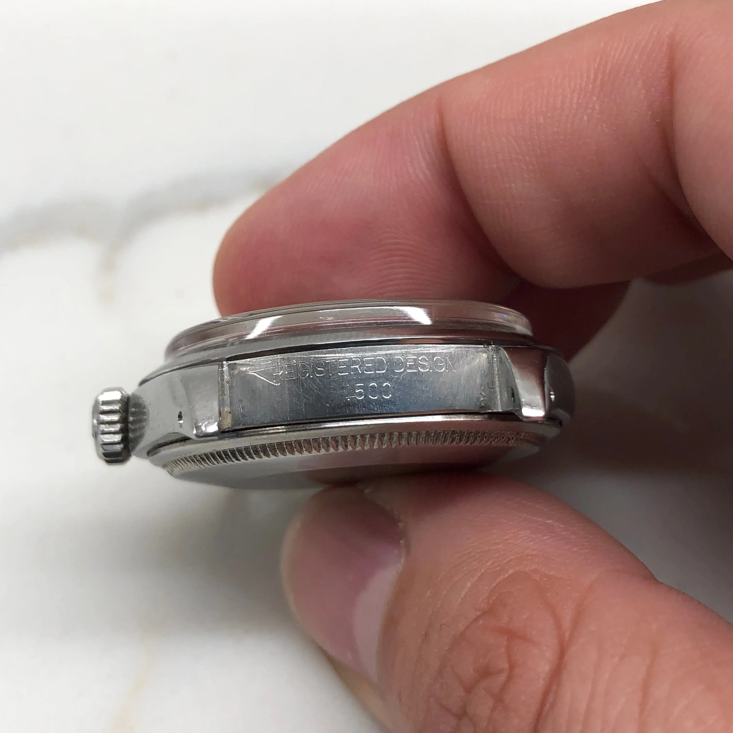 1971 Rolex Date 1500 Oyster Perpetual Blue Radial Dial Steel Automatic Wristwatch