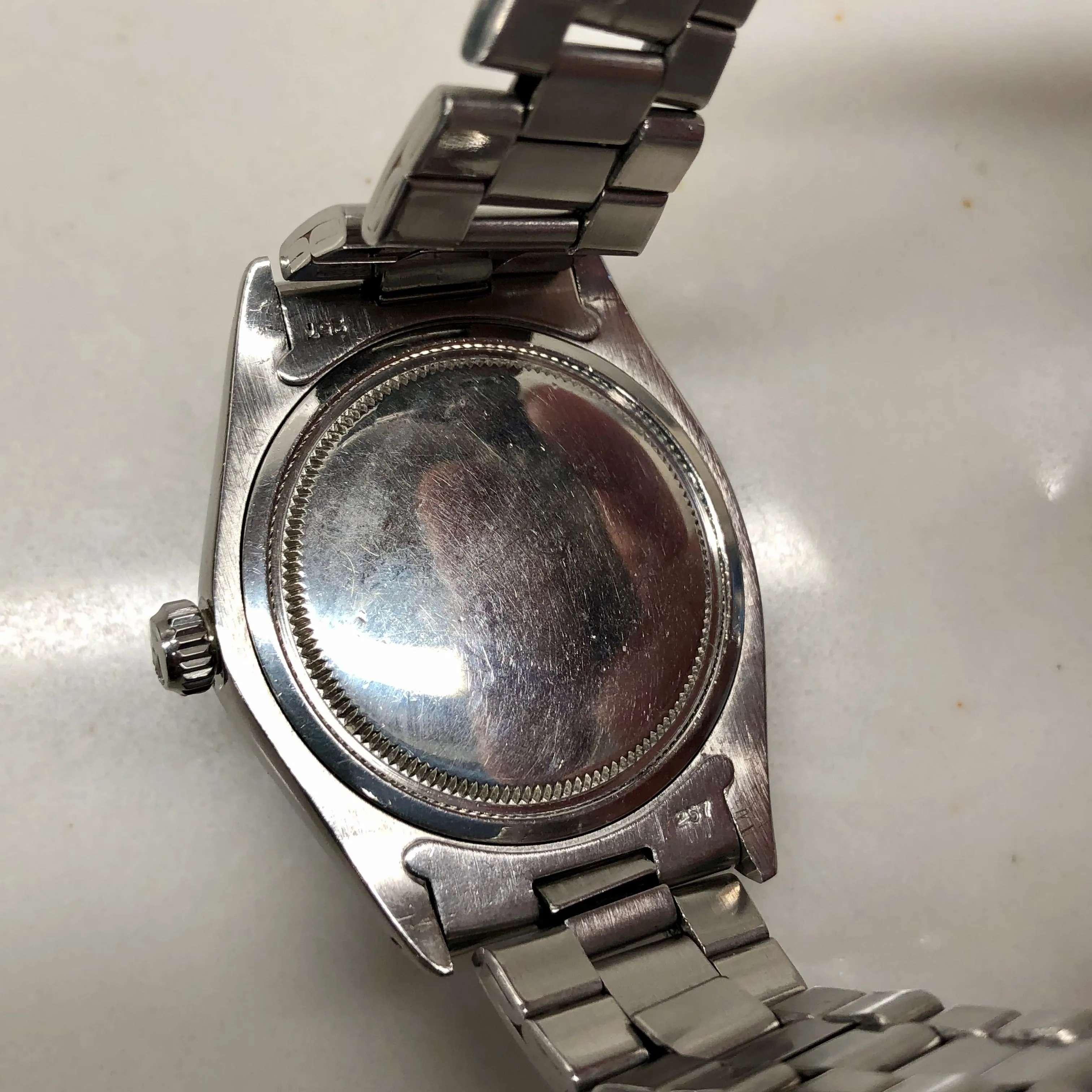 1971 Rolex Oysterdate Precision 6694 Black Stainless Steel Manual Wristwatch