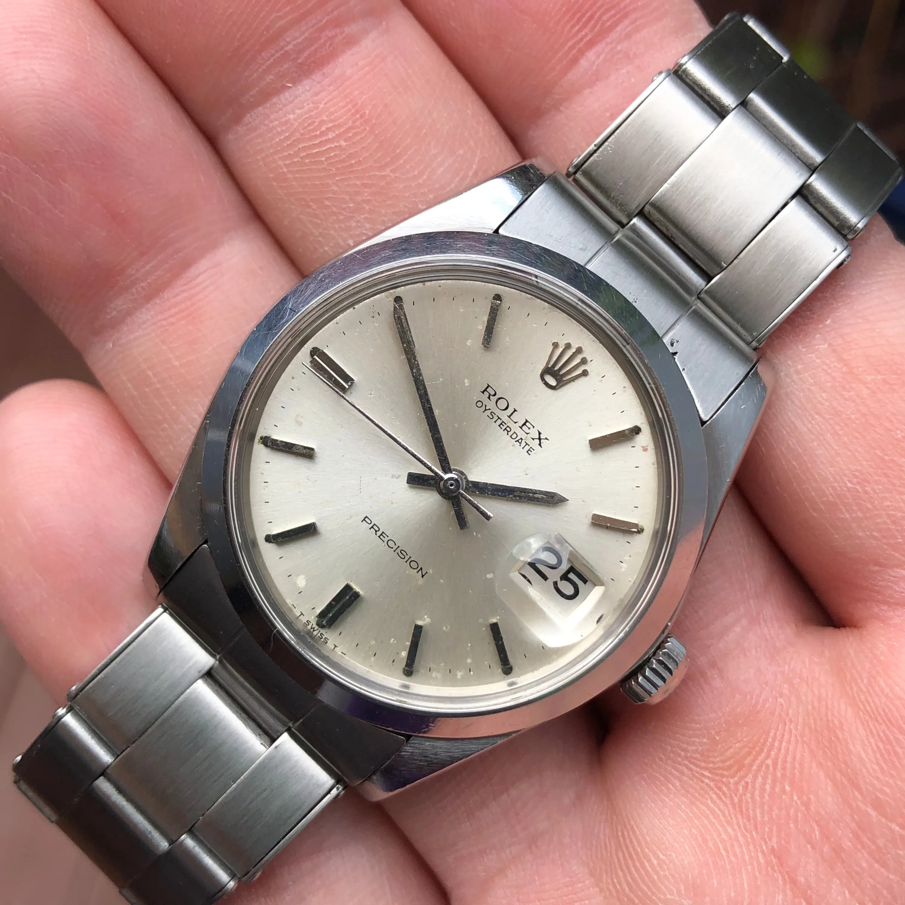 1971 Rolex Oysterdate Precision 6694 Stainless Steel Manual Wristwatch