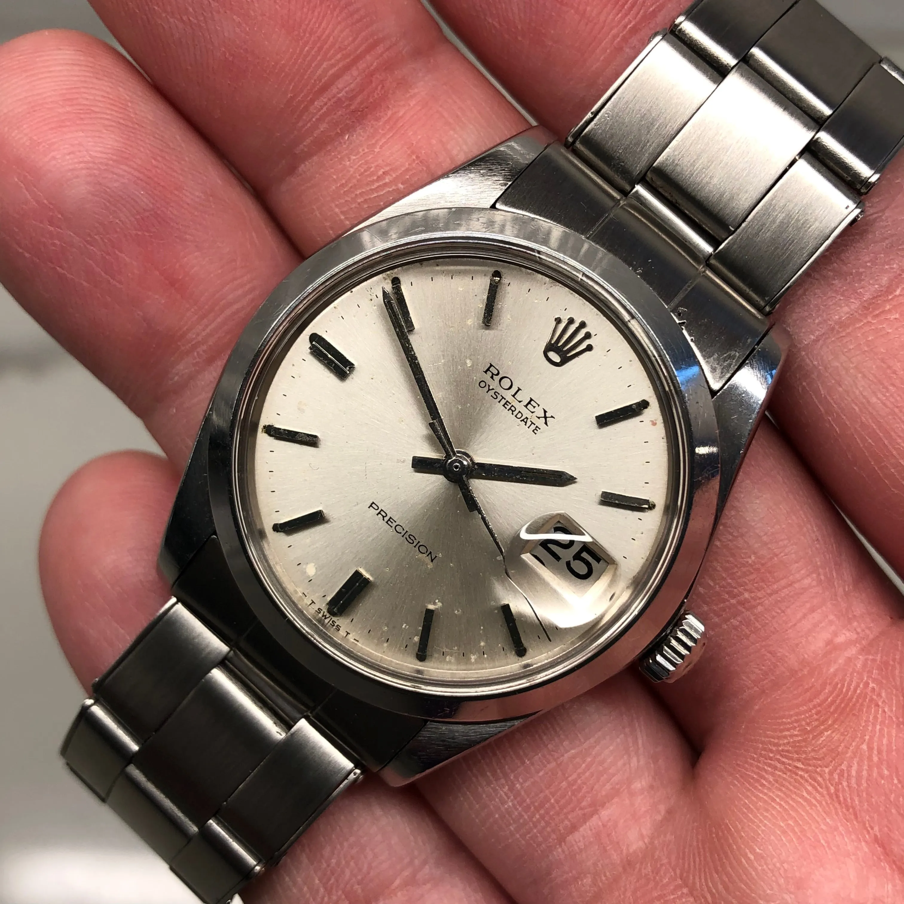 1971 Rolex Oysterdate Precision 6694 Stainless Steel Manual Wristwatch