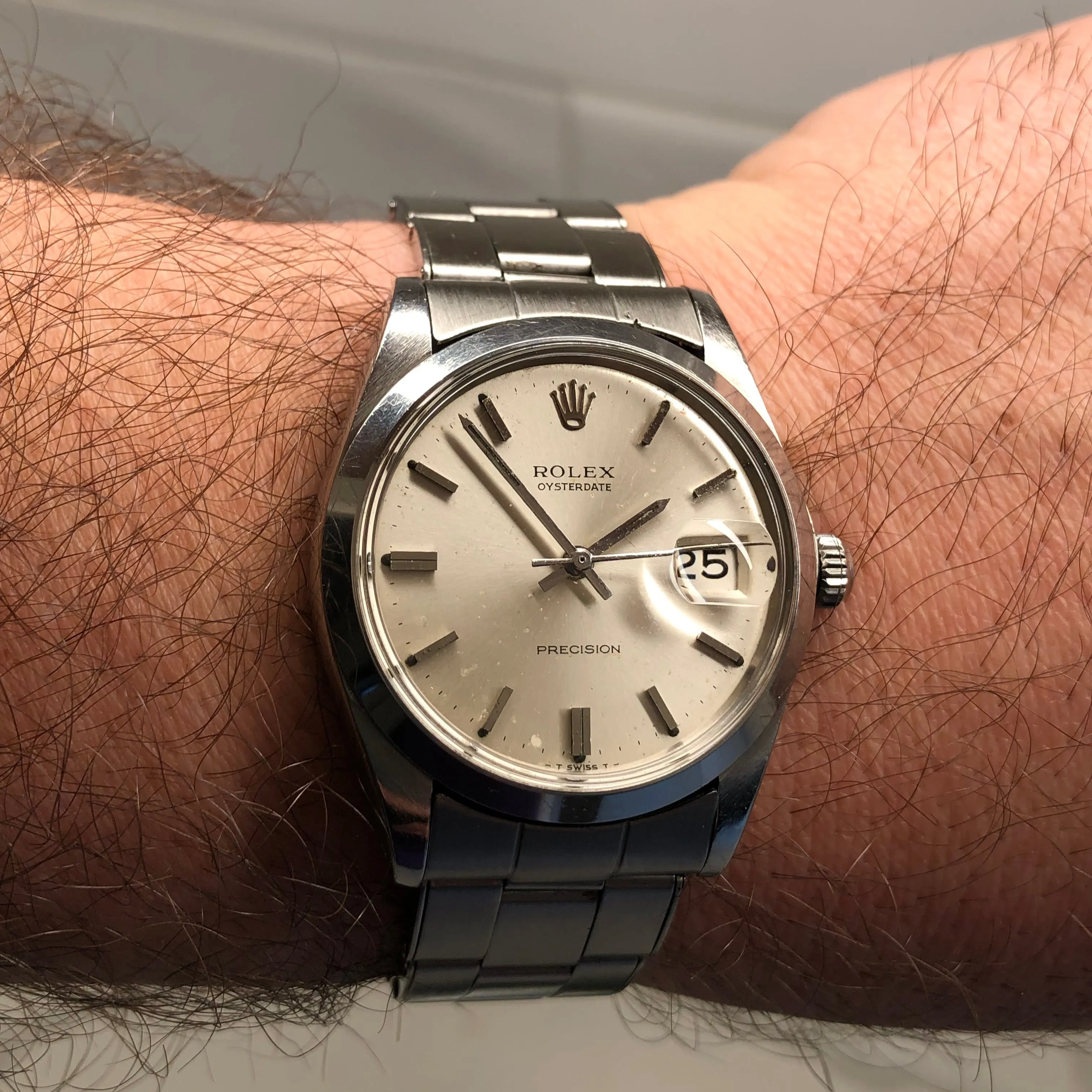 1971 Rolex Oysterdate Precision 6694 Stainless Steel Manual Wristwatch