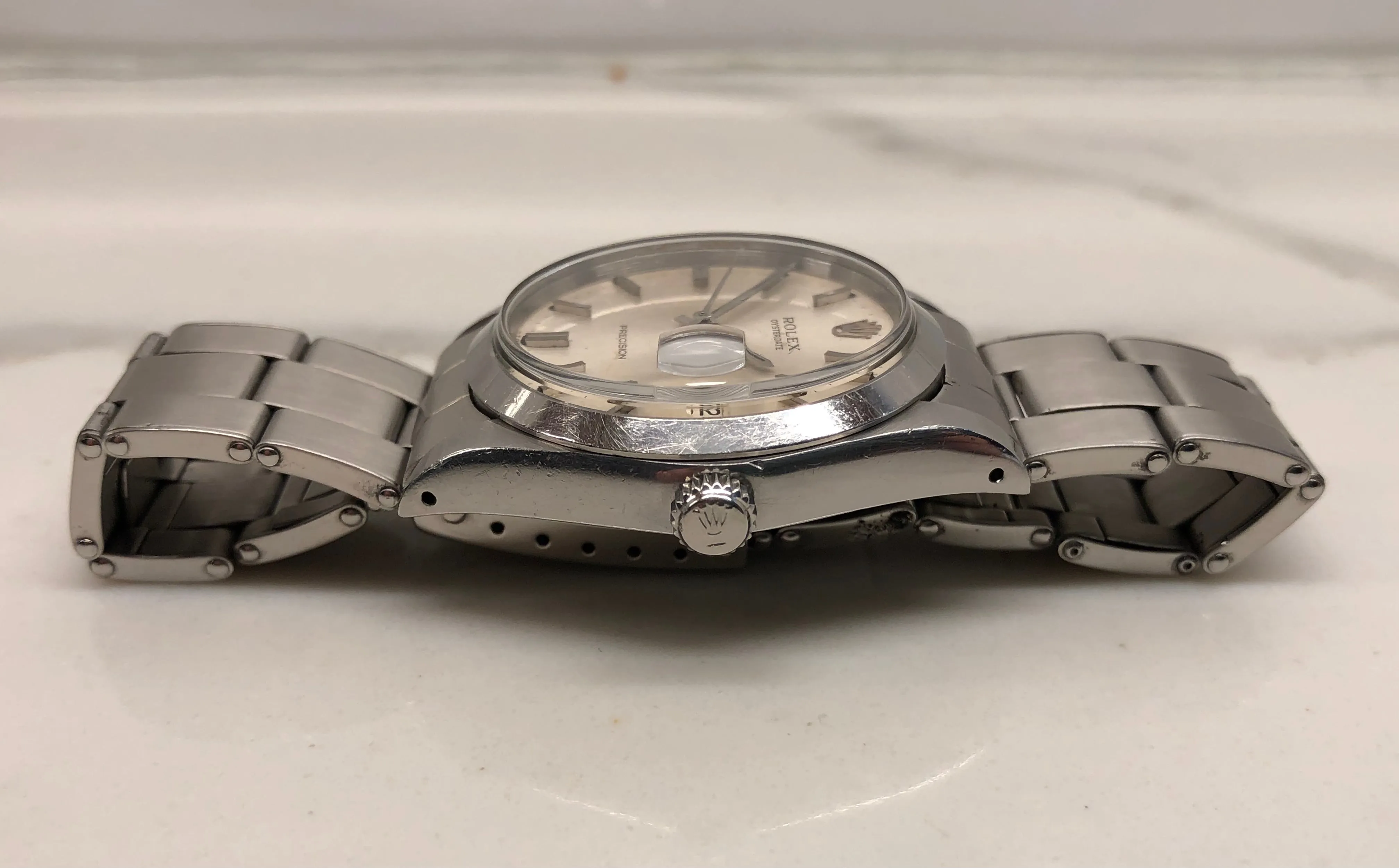 1971 Rolex Oysterdate Precision 6694 Stainless Steel Manual Wristwatch