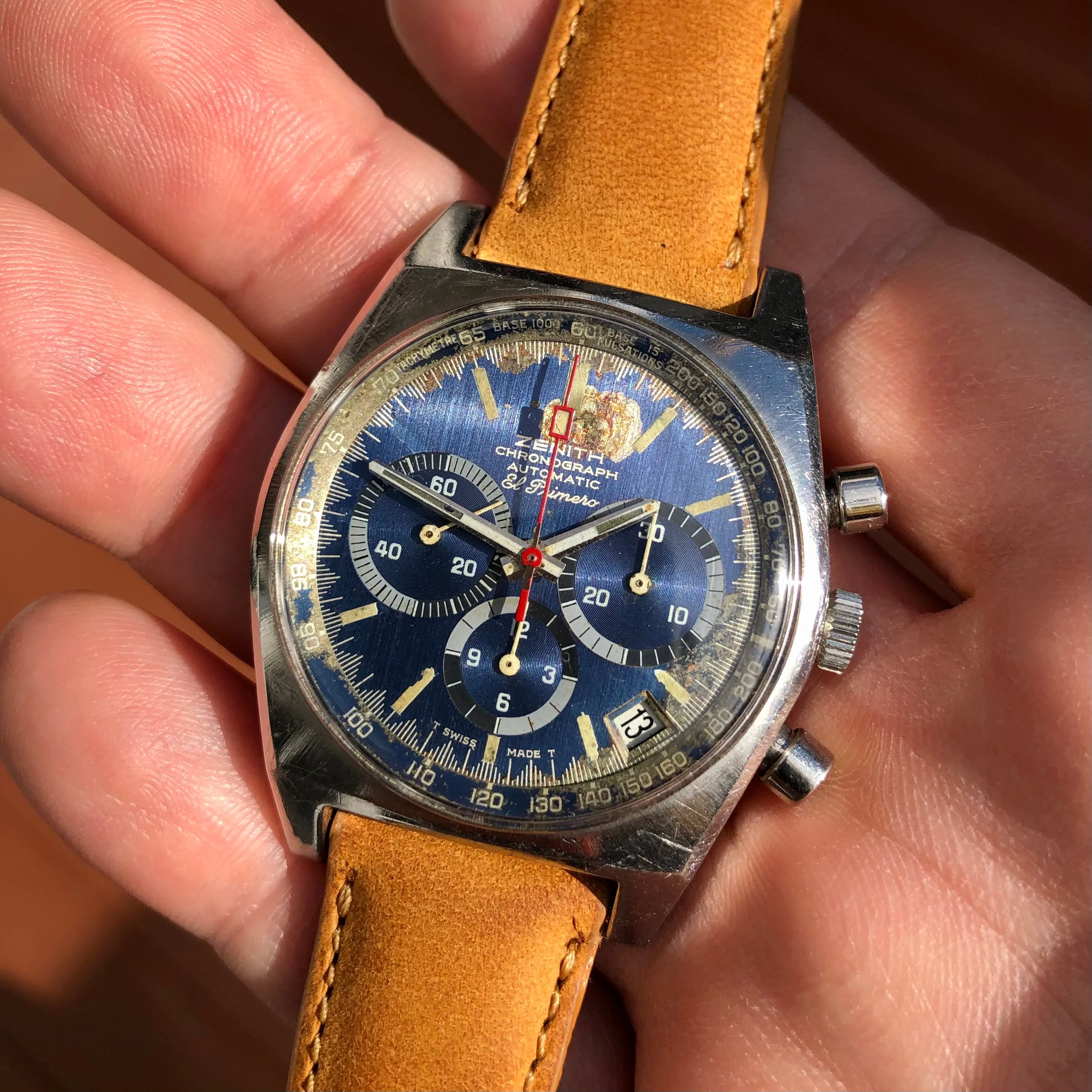 1971 Zenith El Primero A3818 Cover Girl Steel Vintage Chronograph Wristwatch