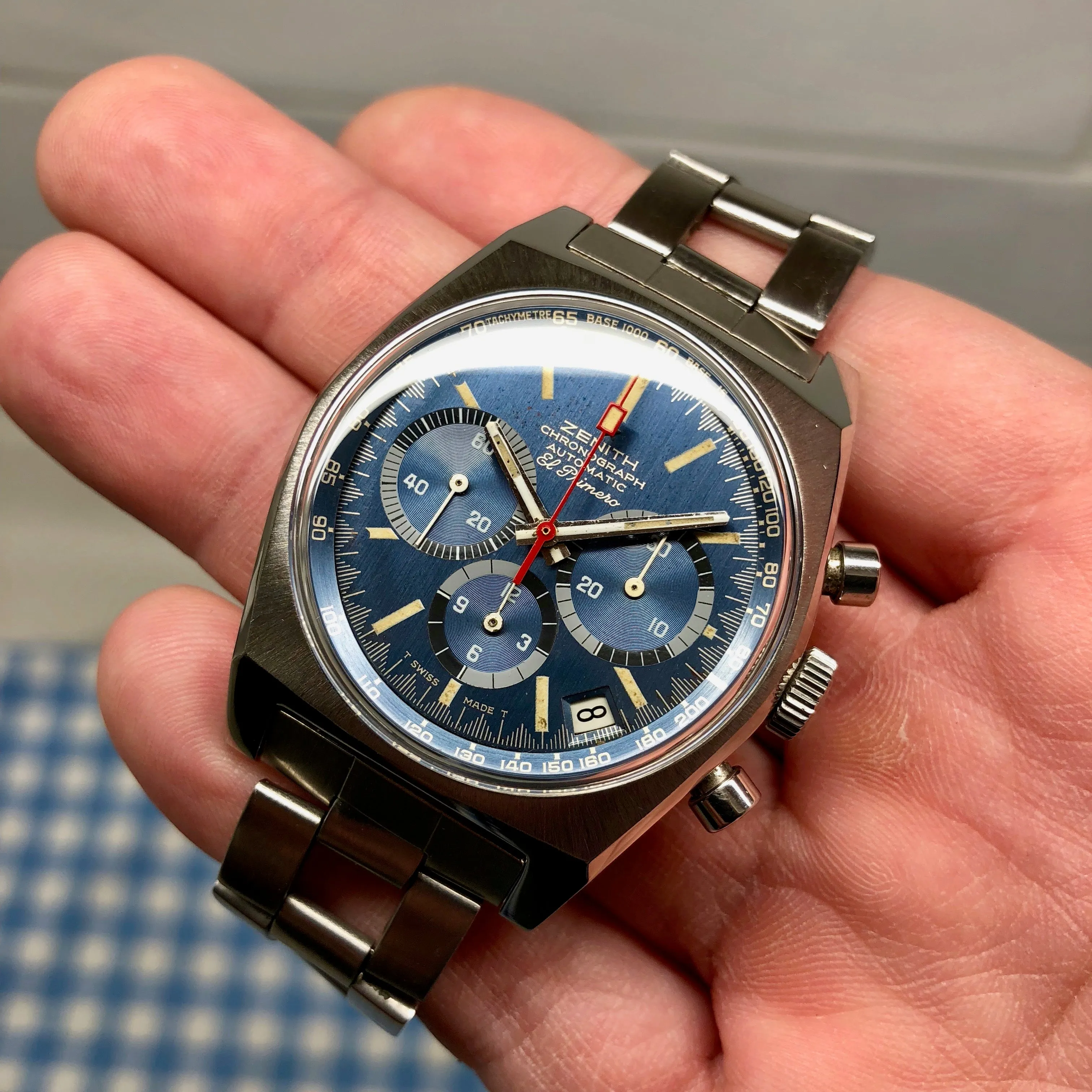 1971 Zenith El Primero Cover Girl A3818 Steel Chronograph Automatic Gay Freres Wristwatch