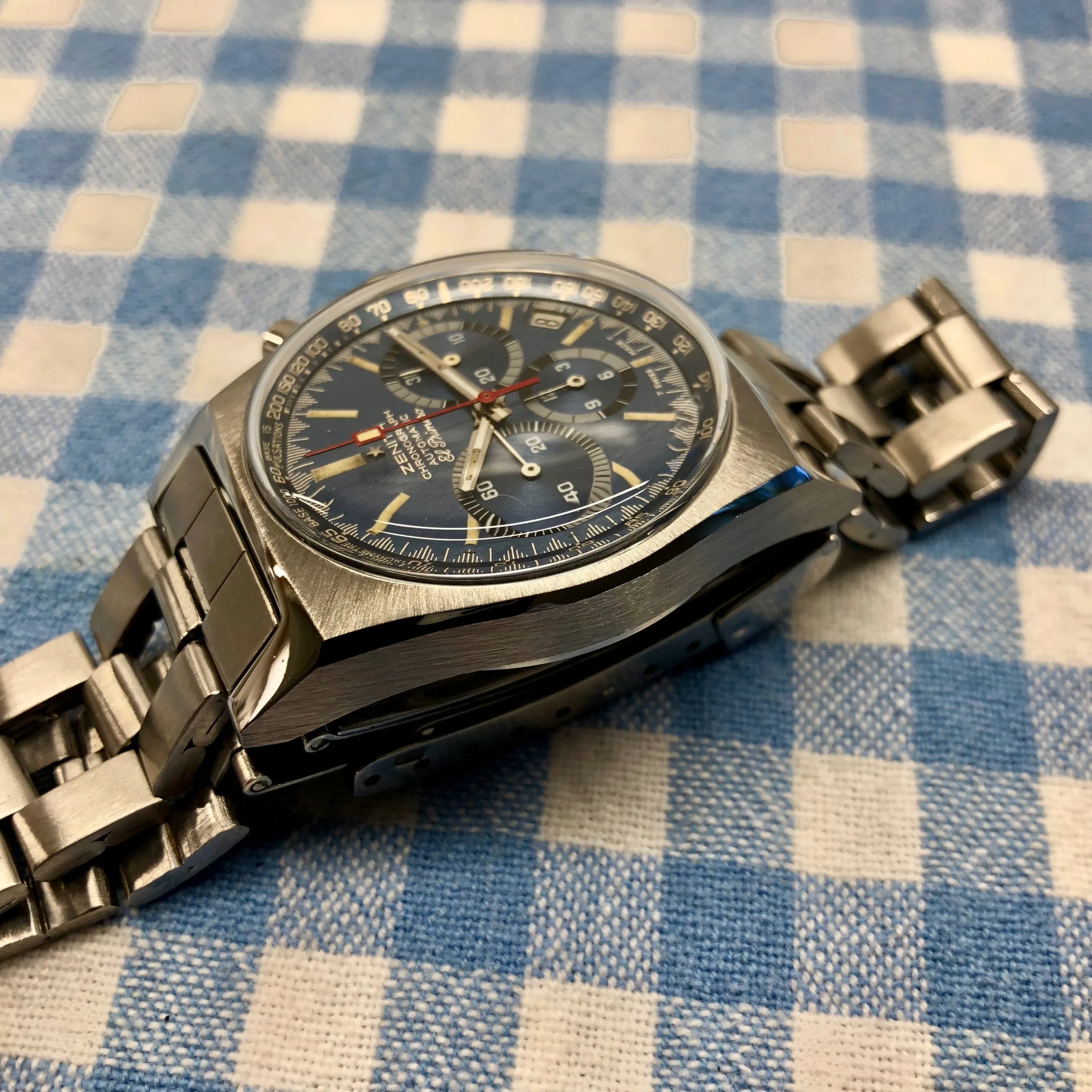 1971 Zenith El Primero Cover Girl A3818 Steel Chronograph Automatic Gay Freres Wristwatch
