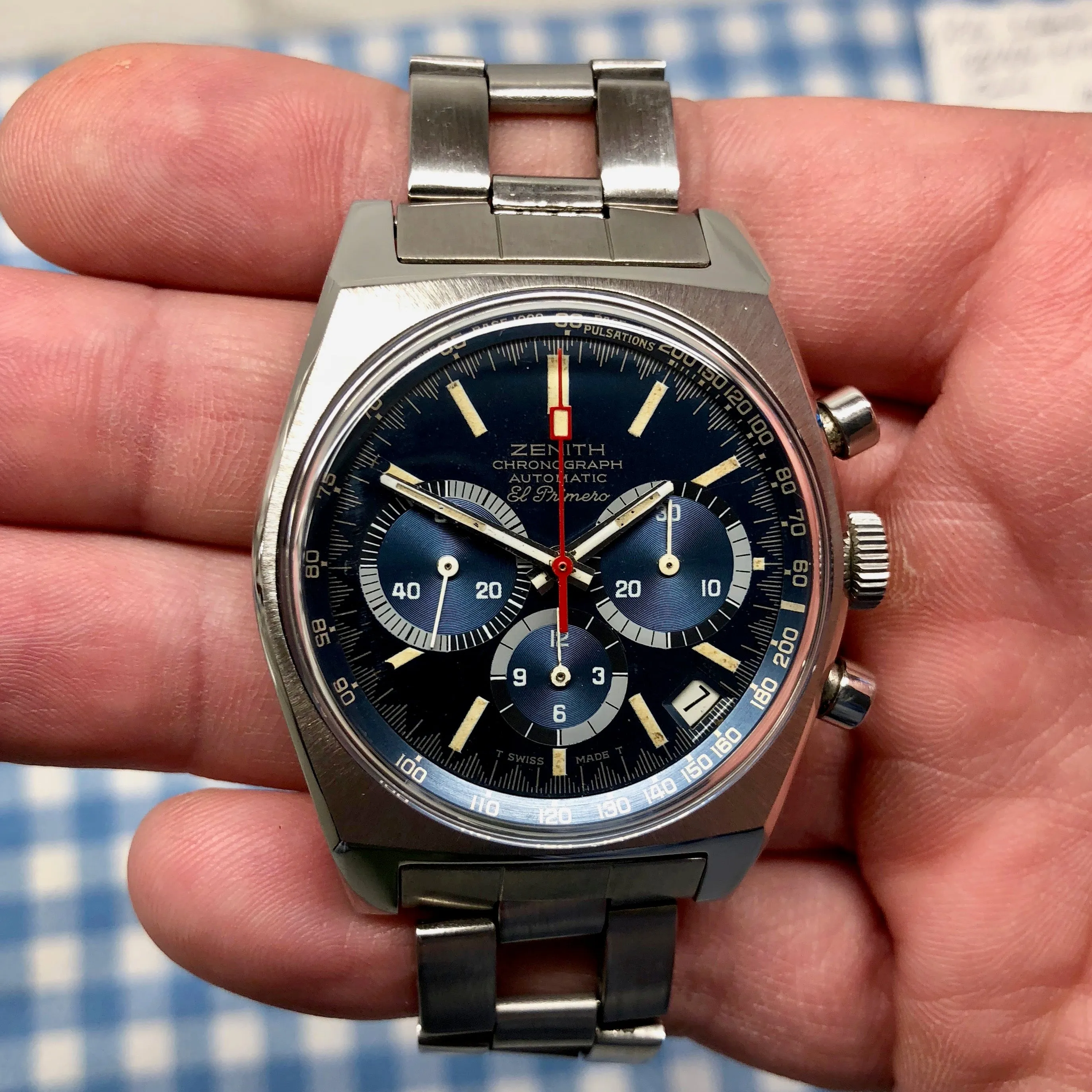 1971 Zenith El Primero Cover Girl A3818 Steel Chronograph Automatic Gay Freres Wristwatch