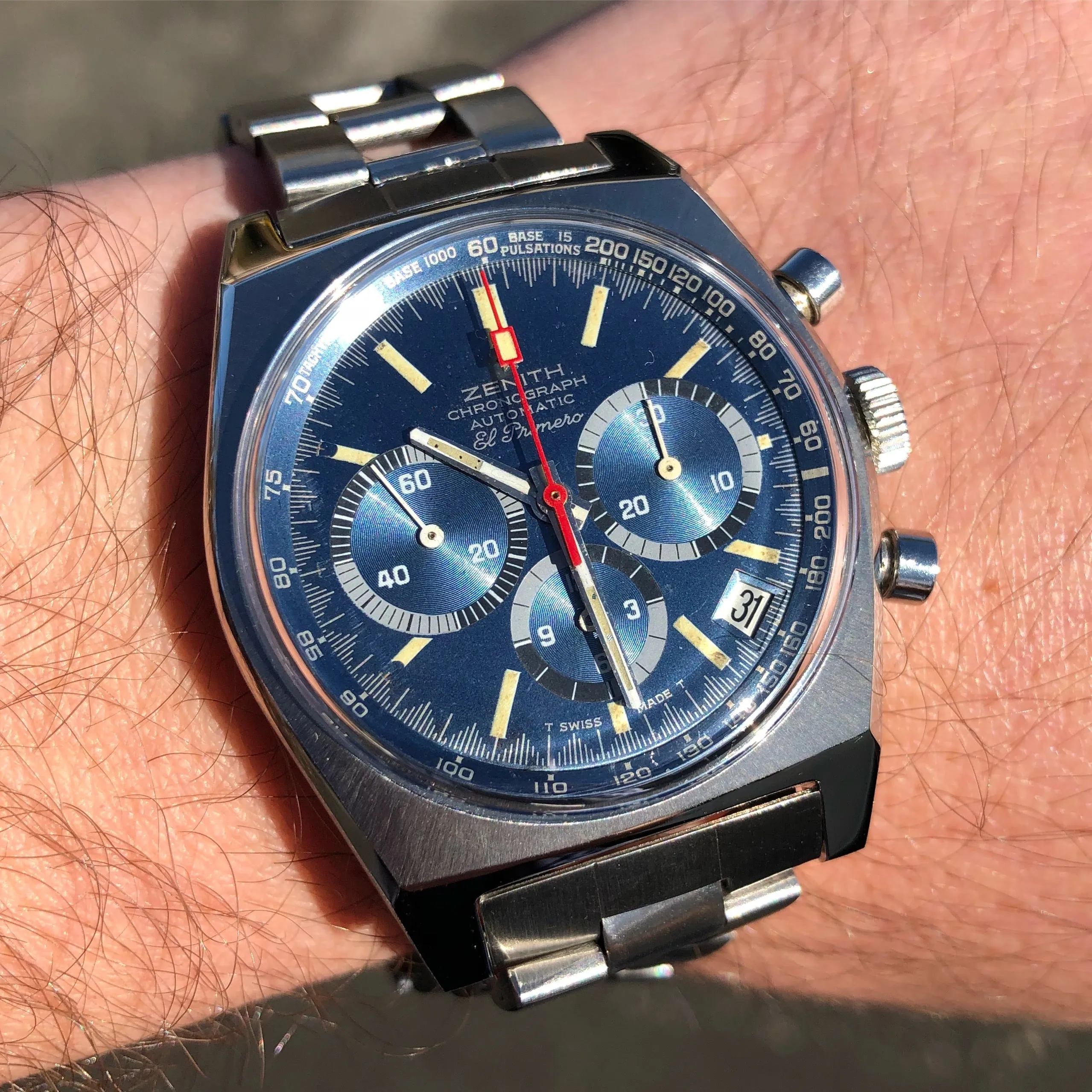 1971 Zenith El Primero Cover Girl A3818 Steel Chronograph Automatic Gay Freres Wristwatch