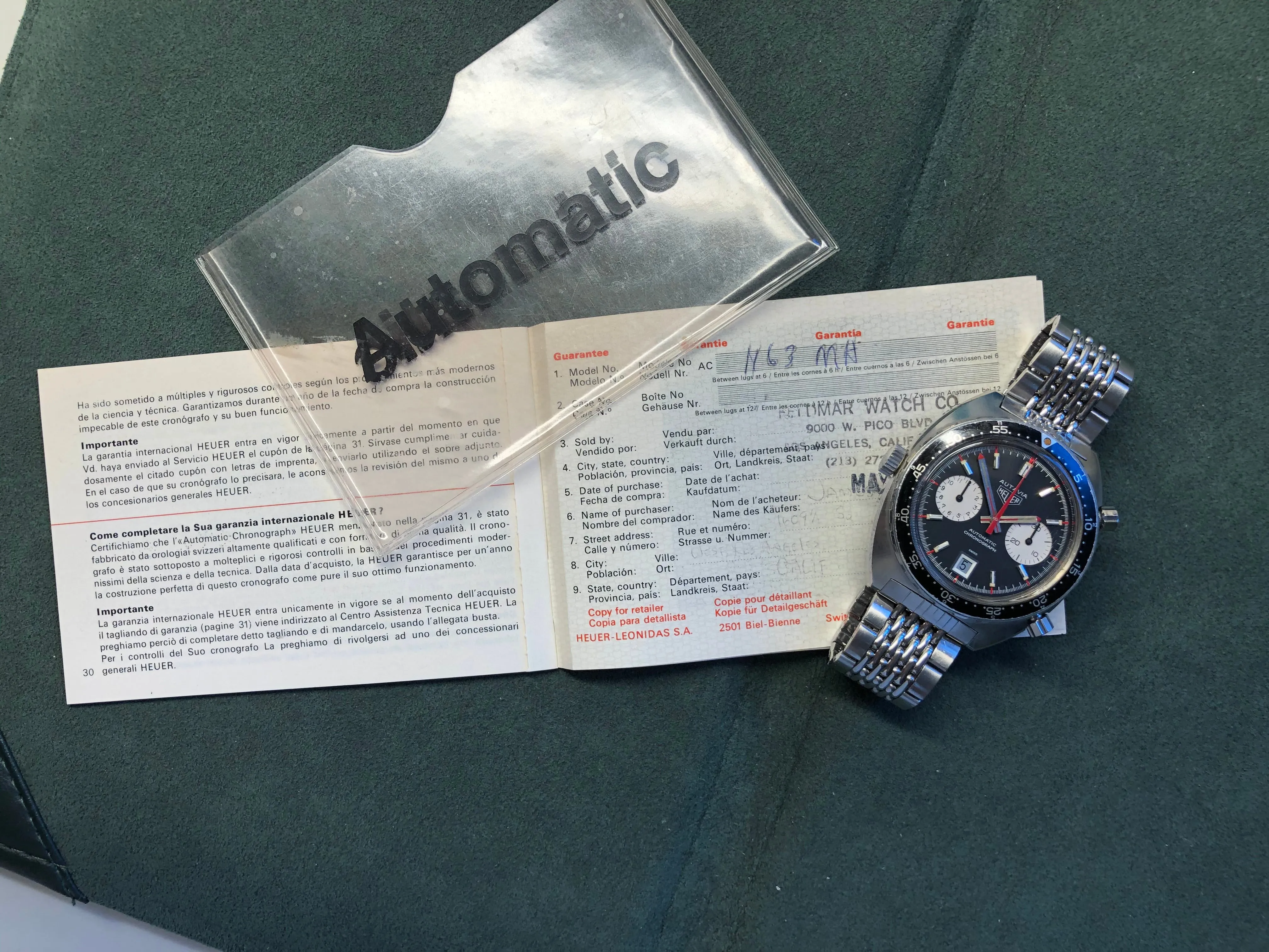1972 Vintage Heuer Autavia 1163 Viceroy Steel Chronograph Cal. 12 Automatic Wristwatch