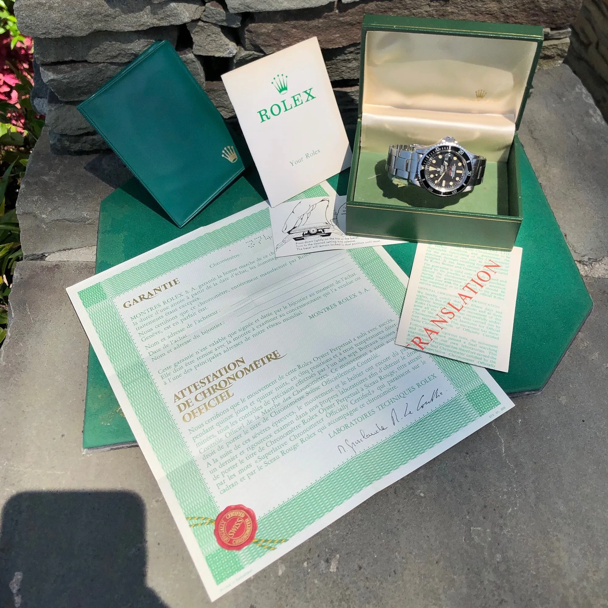 1974 Rolex Red Submariner 1680 Mk VI Black Dial Wristwatch Box Papers