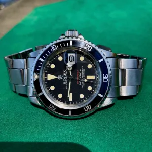 1974 Rolex Red Submariner 1680 Mk VI Black Dial Wristwatch Box Papers