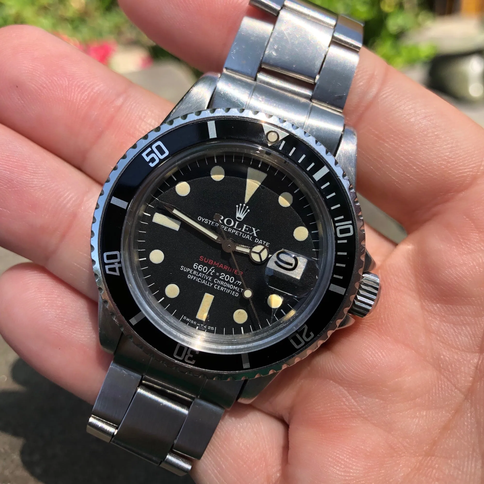 1974 Rolex Red Submariner 1680 Mk VI Black Dial Wristwatch Box Papers